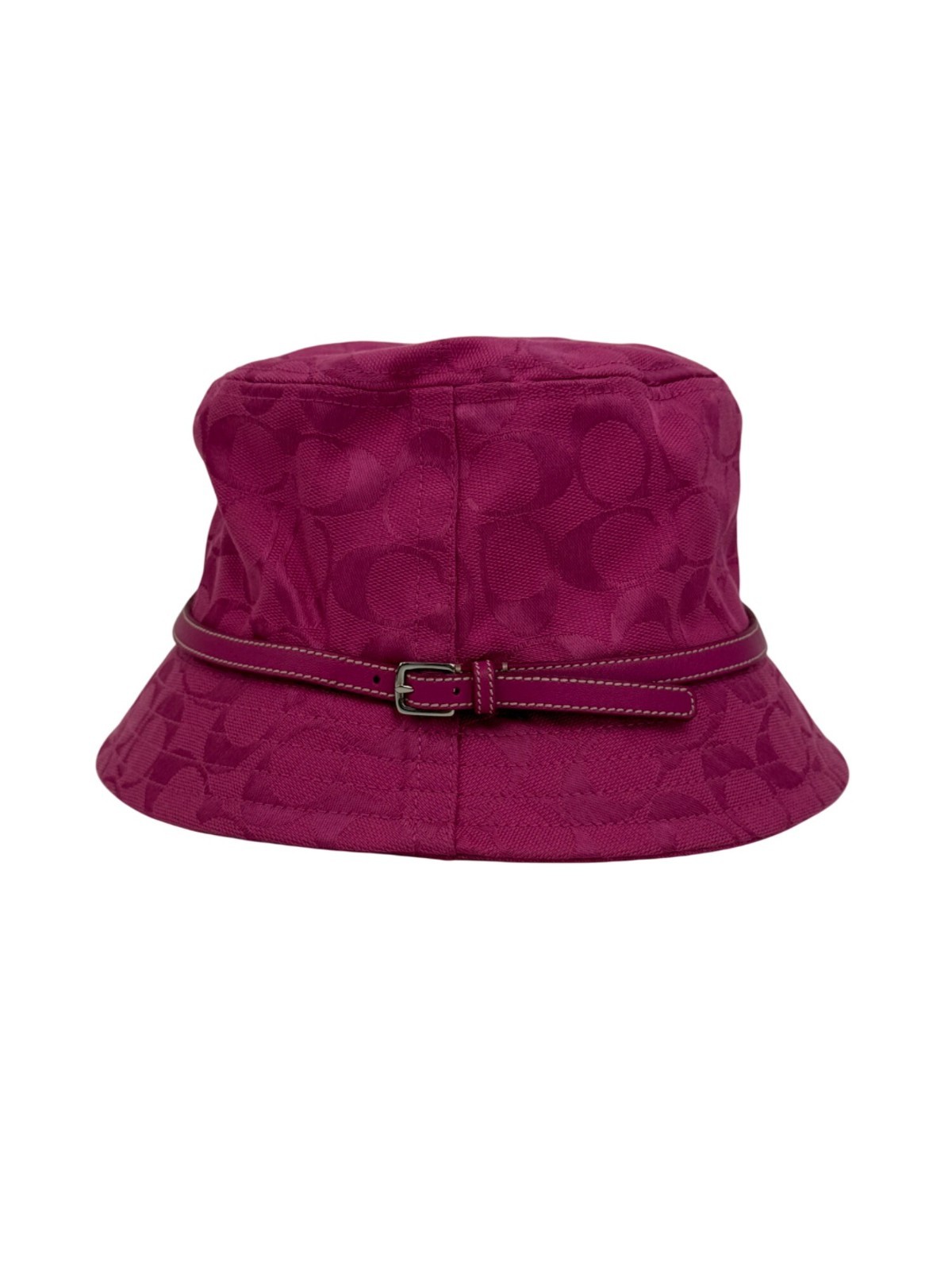 Vintage Coach PINK Monogram CC Logo Bucket Hat w/Leather Belt Accent Y2K