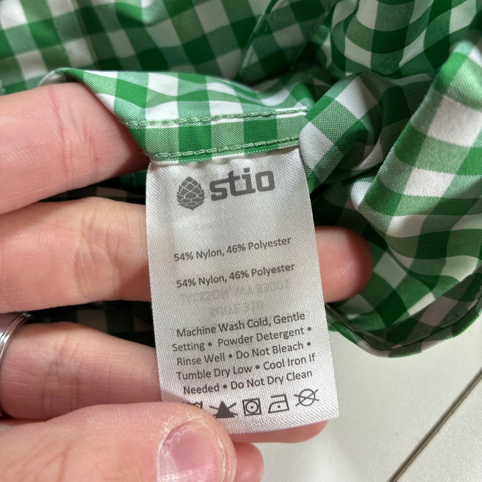 NEW Stio Eddy SS Pearl Snap Shirt Large Green Gingham Check Western Technical