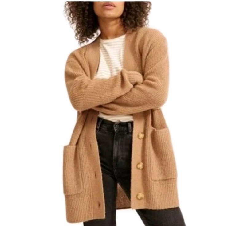 Everlane Oversized Alpaca Pocket Cardigan Womens Size XS Tan