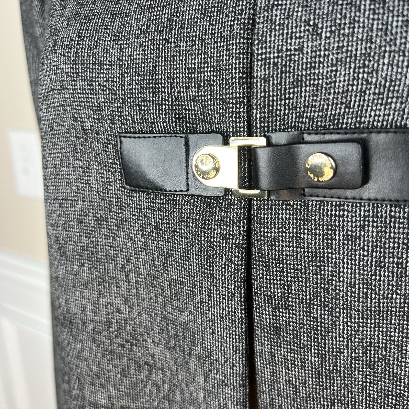 Calvin Klein Polyester Rayon Spandex Blazer Size 10 Gray Collarless Mid Length