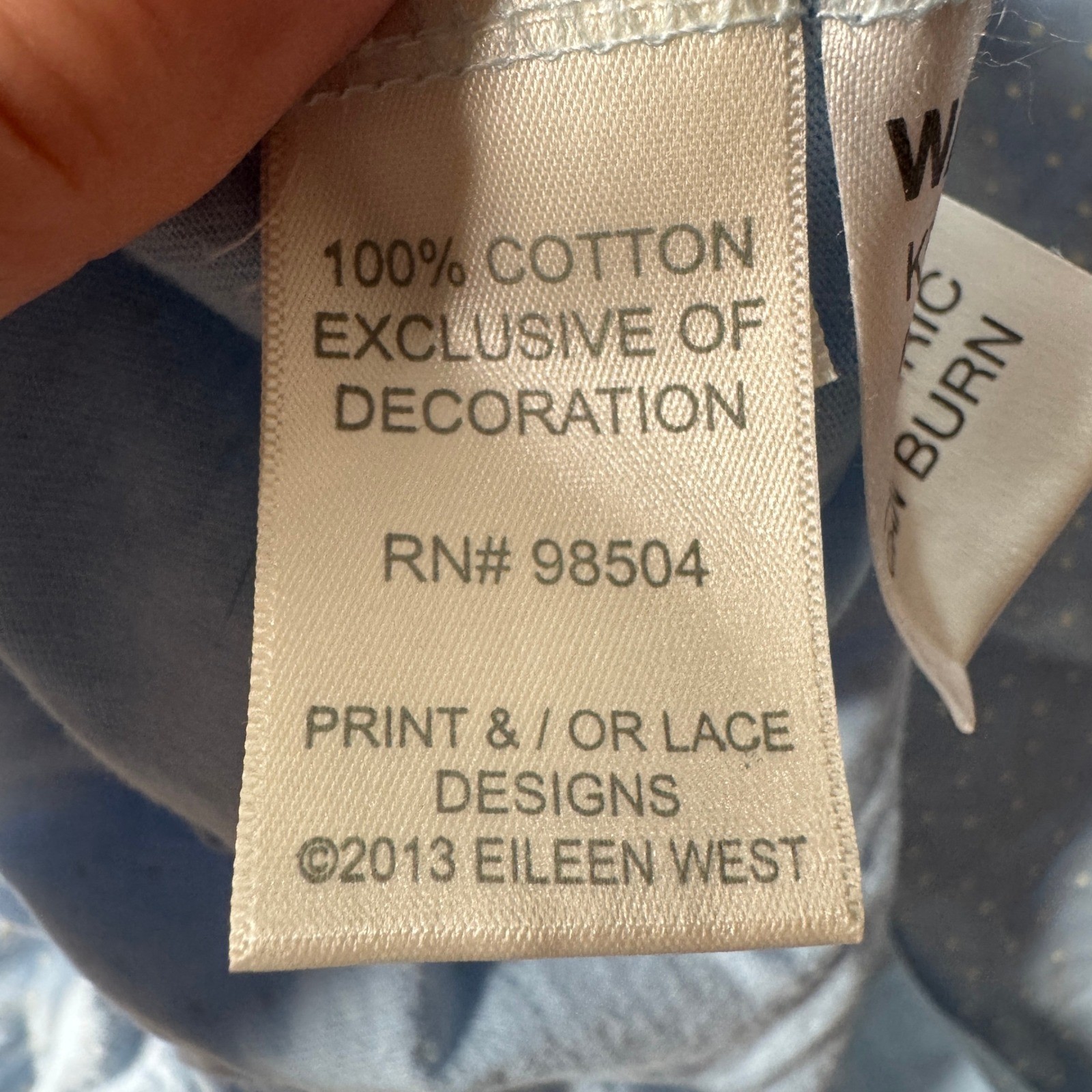 Eileen West Blue Polka Dot 100% Cotton Long Sleeve Nightgown Womens Large