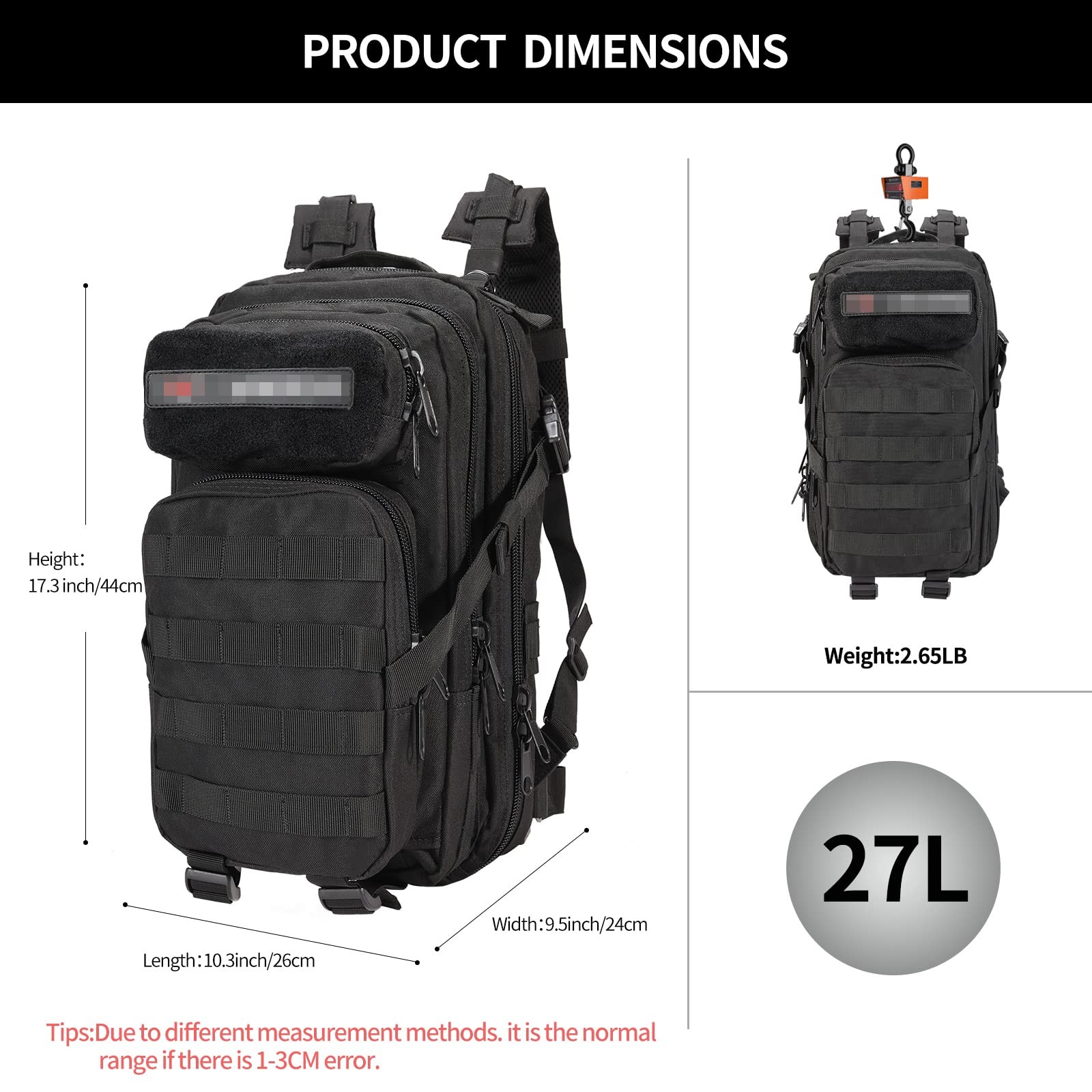 for Mens Tactical Backpack Military Backpacks 27L Small Army Survival Backpac…