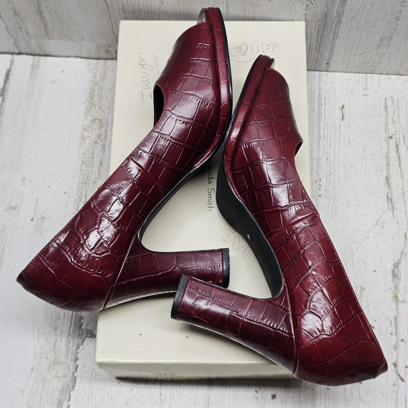 Amanda Smith 9M Leather Open Toe Heels Pump High (3-3.9 in)