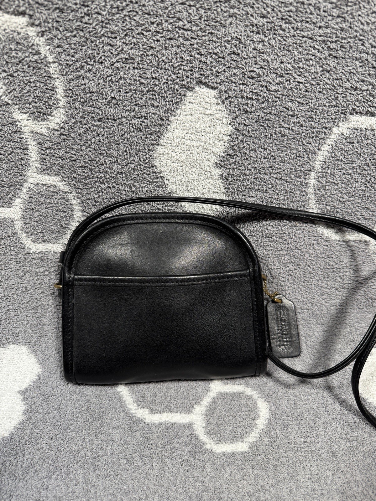 Vintage COACH #9017 “Abbie Zip” Black Leather Crossbody Bag