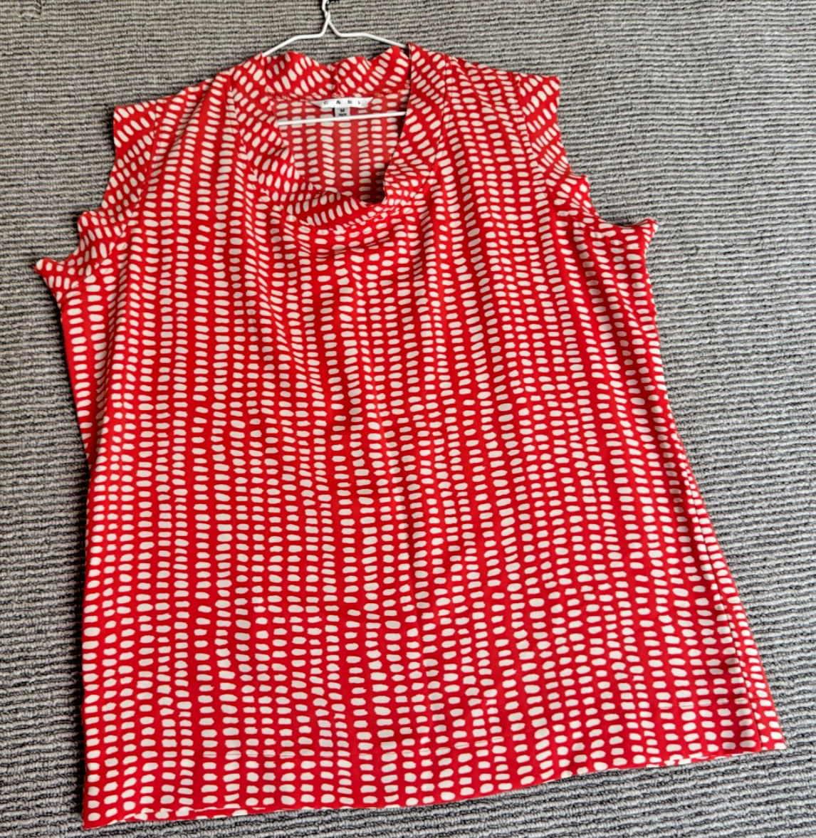 CAbi Madeleine Blouse Women Medium Style 294 Orange White Work Career Office Top