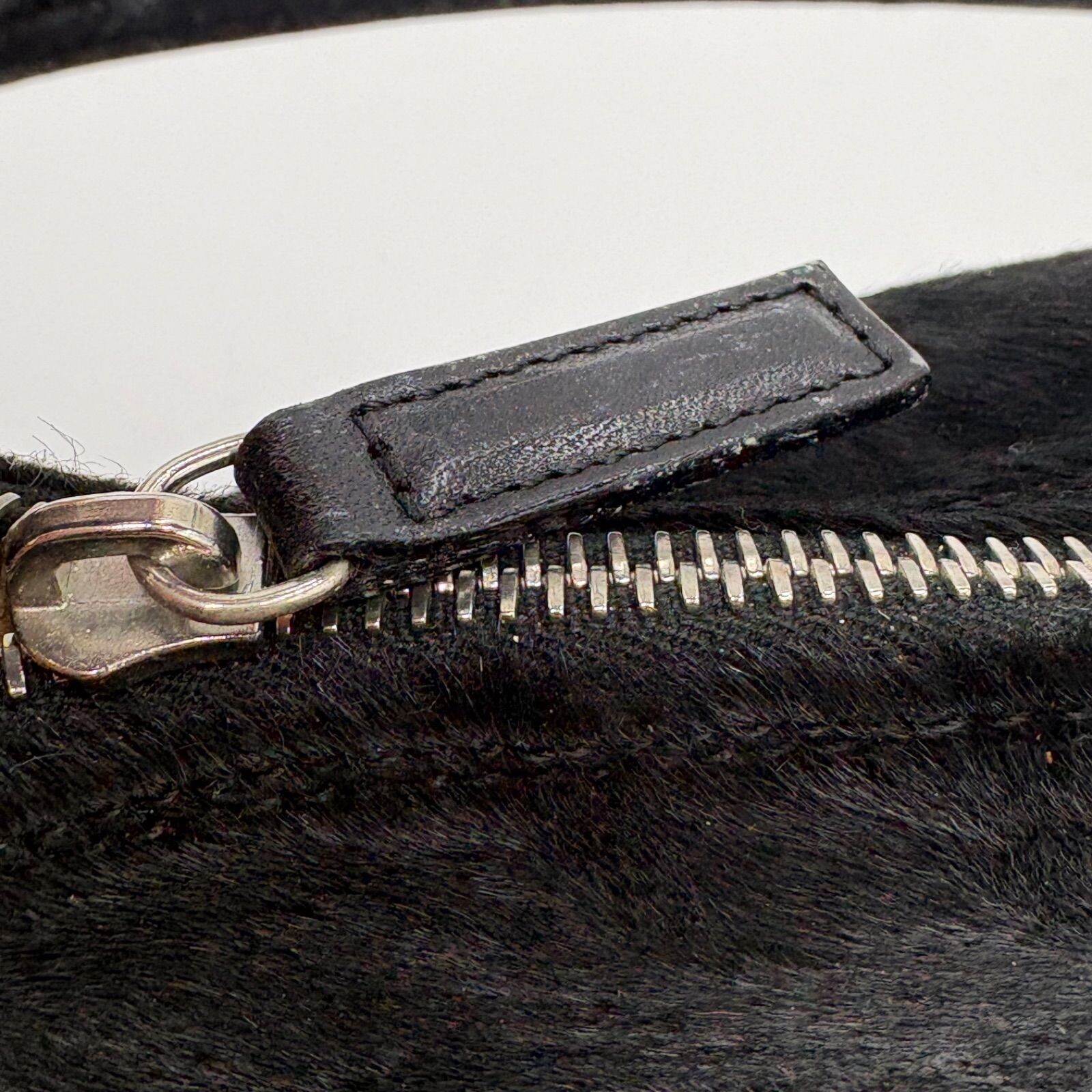 FENDI Accessory Pouch Calf Hair Pony Hair FF logo hardware Auth From Japan