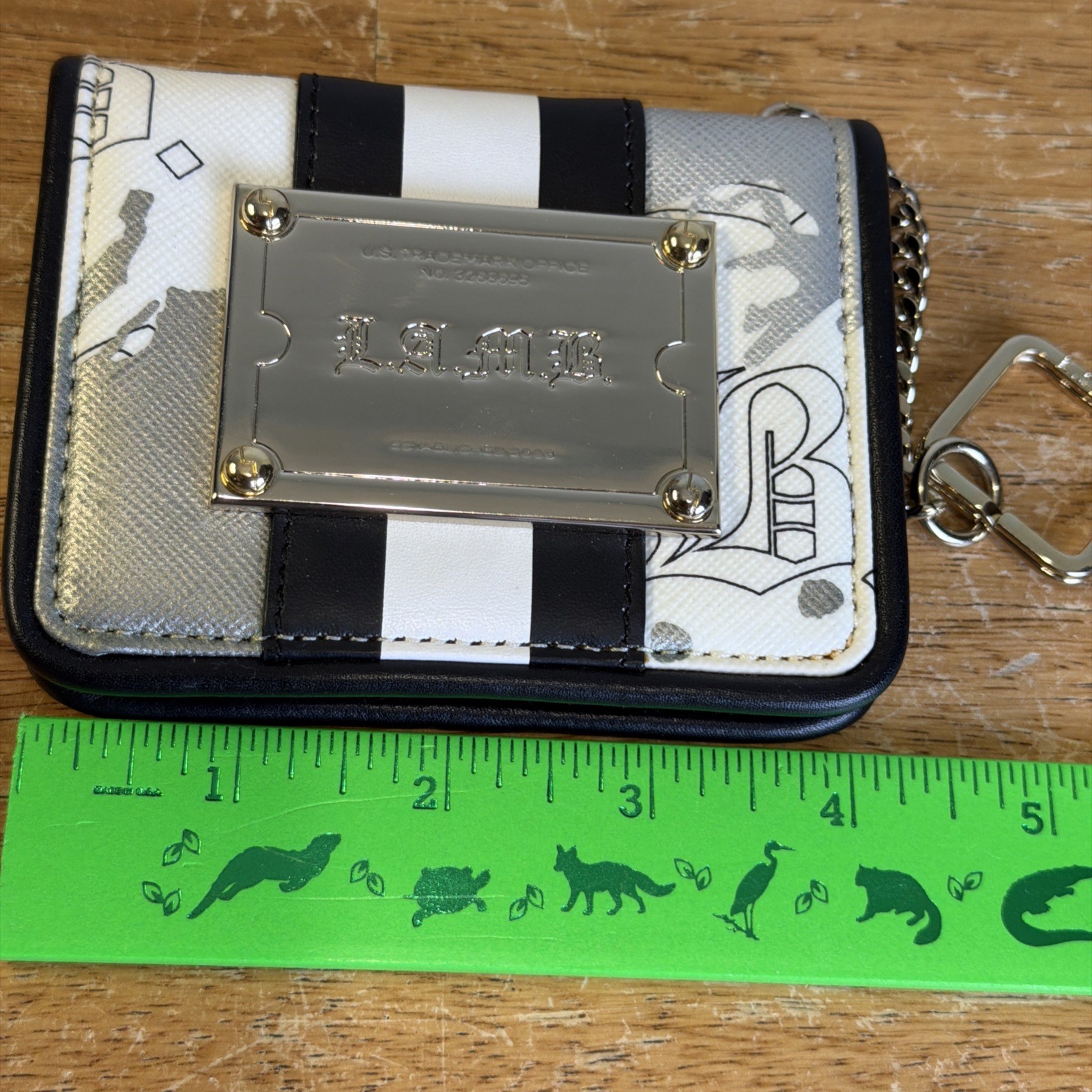 L.A.M.B Gwen Stefani Alchemy Key Chain Wallet Black And White Very Nice