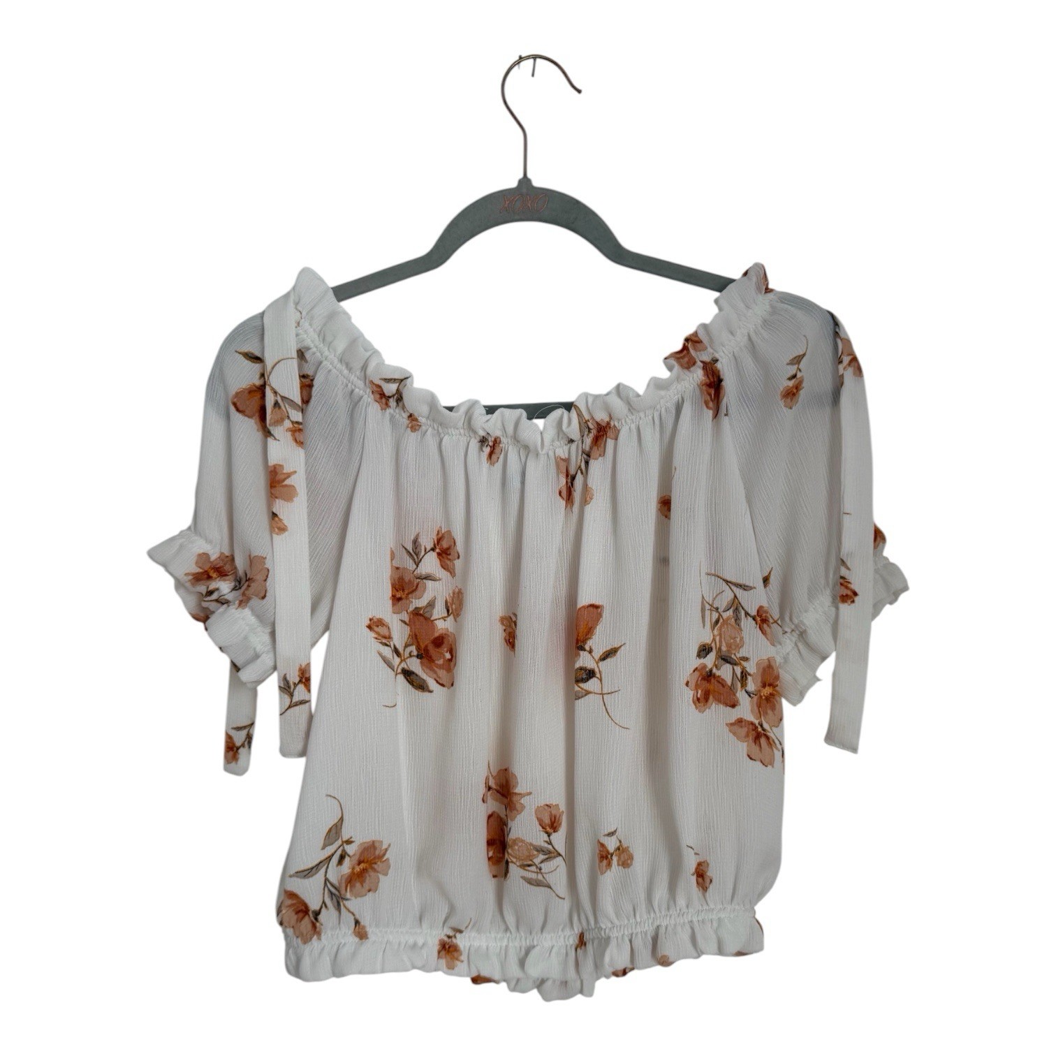 Iris White Floral Off Shoulder Blouse Size Large