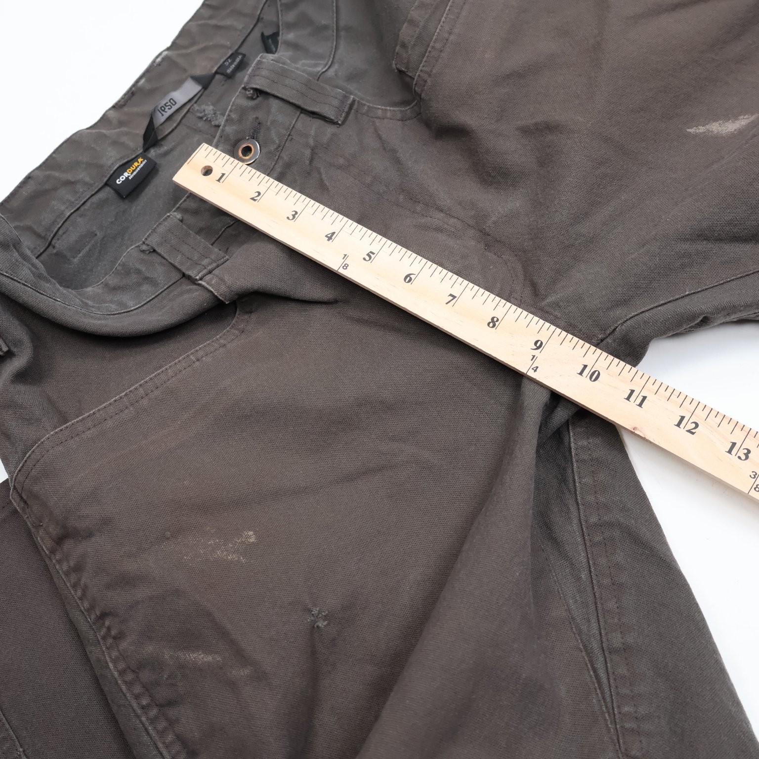 1620 Men’s Brown Cordura Stretch Work Jeans Size 32×28.5 Made in USA Distressed