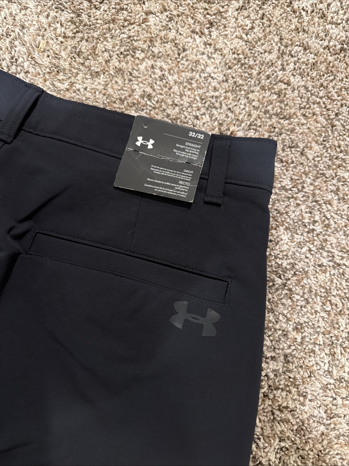 Under Armour Golf Straight Pants Men 32×32 Black Stretch Performance NWT