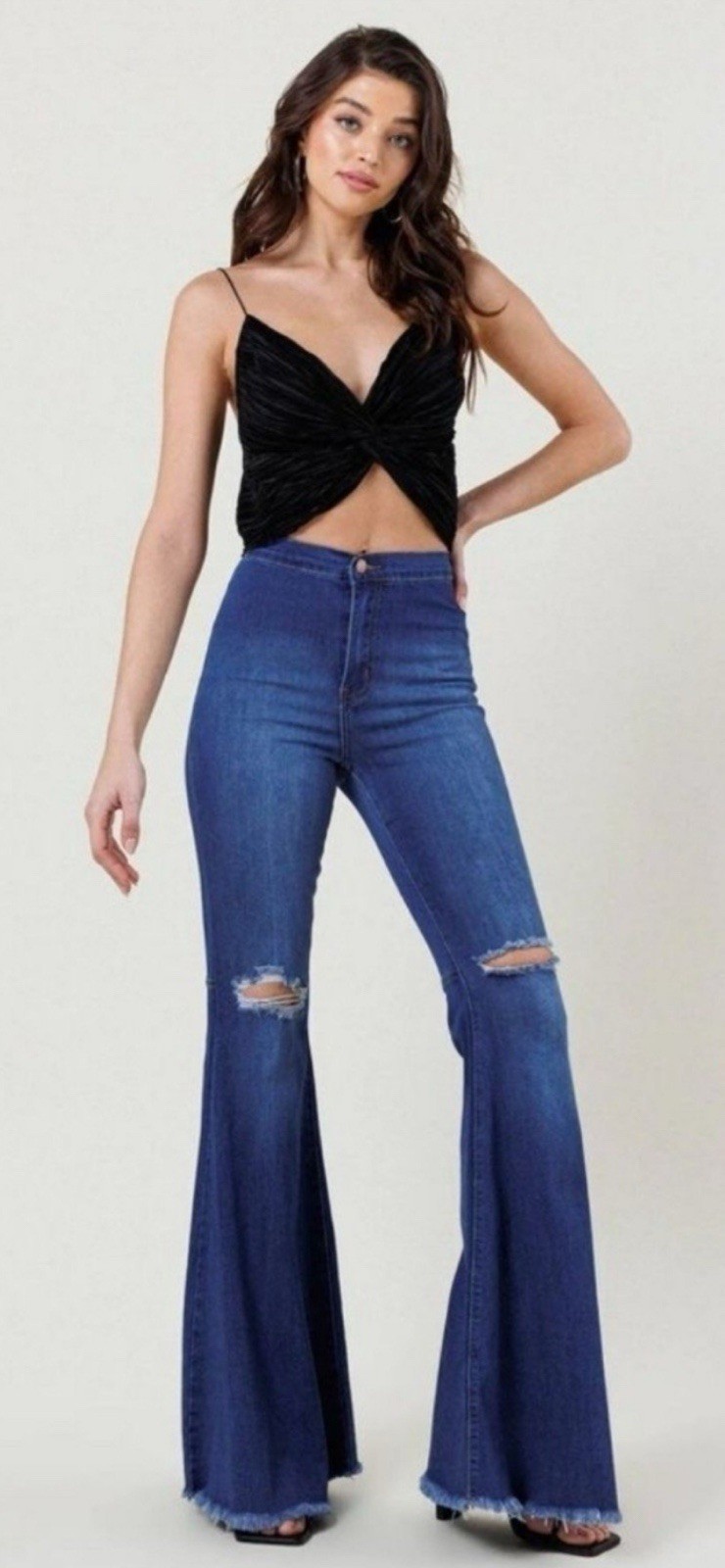 JC & JQ Jeans Women’s Size S Bell Bottom Frayed Hem Denim Pants