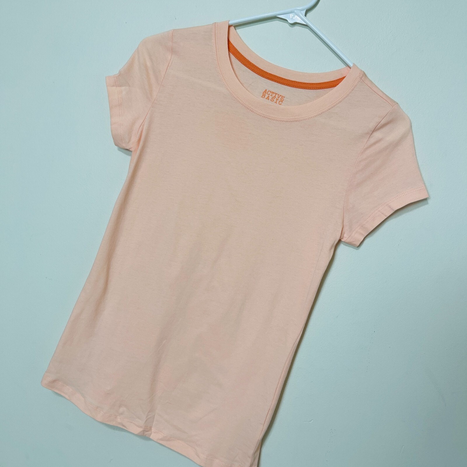 ACTIVE BASIC Round Neck Short Sleeve Basic Top Women Color Coral Medium