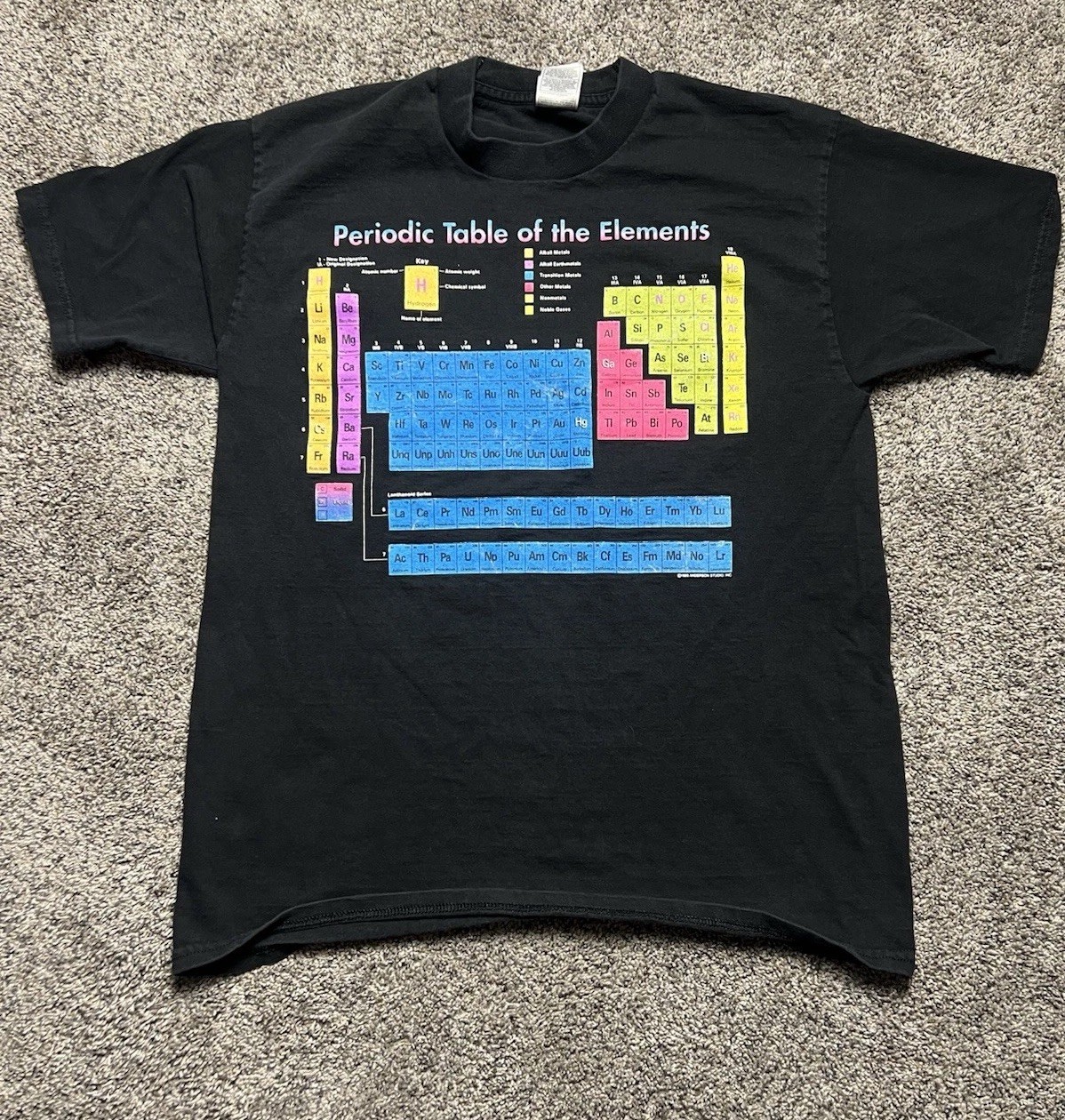 Vintage Periodic Table 1995 T Shirt Mens Size L Black Graphic Tee