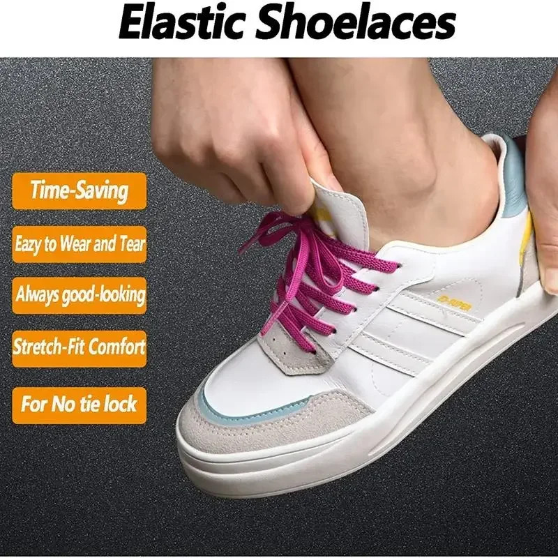Elastic Flat Classic Sneakers Shoelaces 7 Mm Width Shoelaces for Kids Adults Sho
