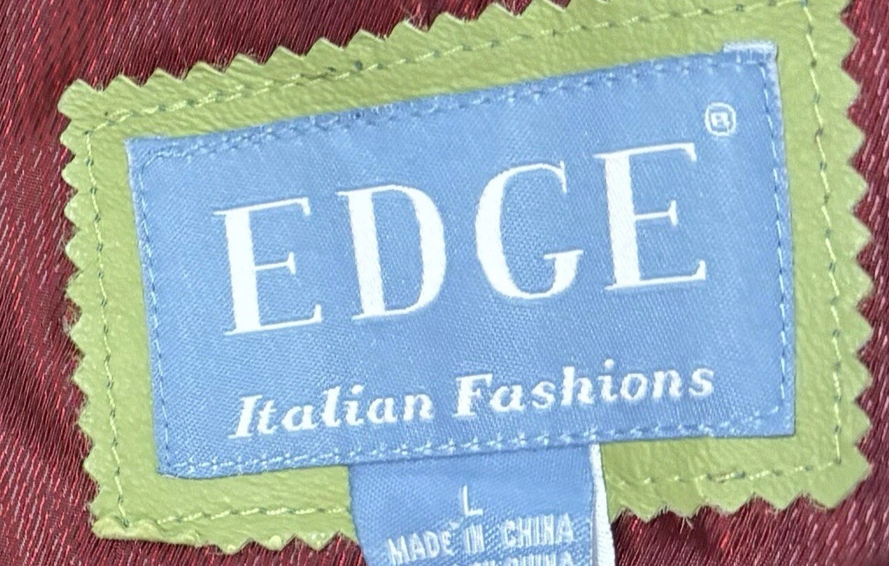 Edge Italian Genuine Leather Jacket Coat Green Large Tailored Italy Fashion New