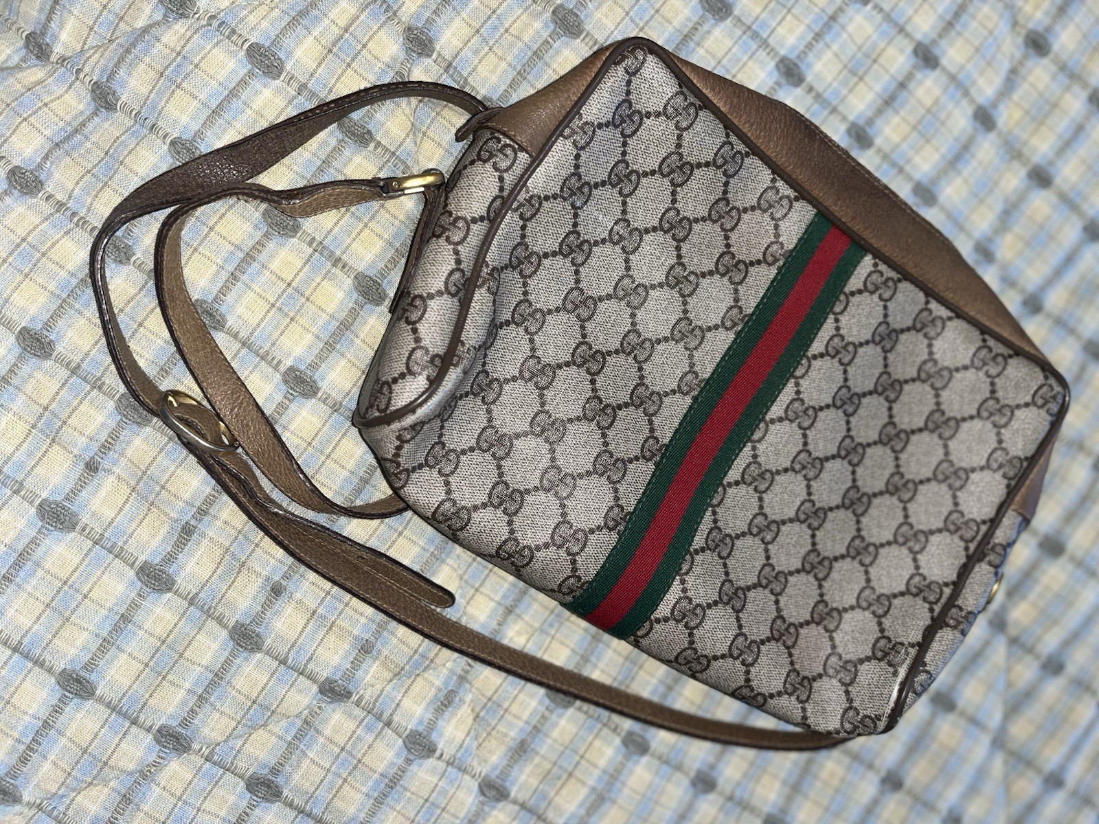 GUCCI GG Ophidia Sherry Web 1970 Canvas Camera Bag Beige PVC (SEE DESCRIPTION )
