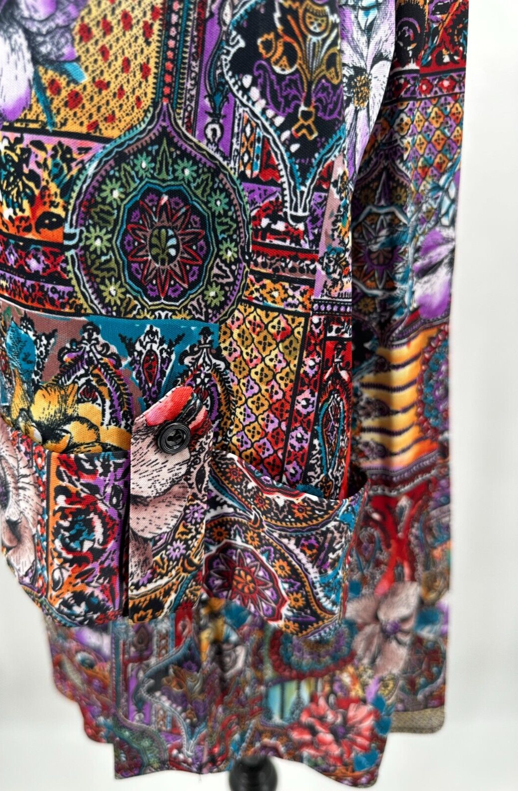 Top Notch Womens 3/4 Sleeve Blouse Size 38/18W Multicolor Gypsy Floral Print