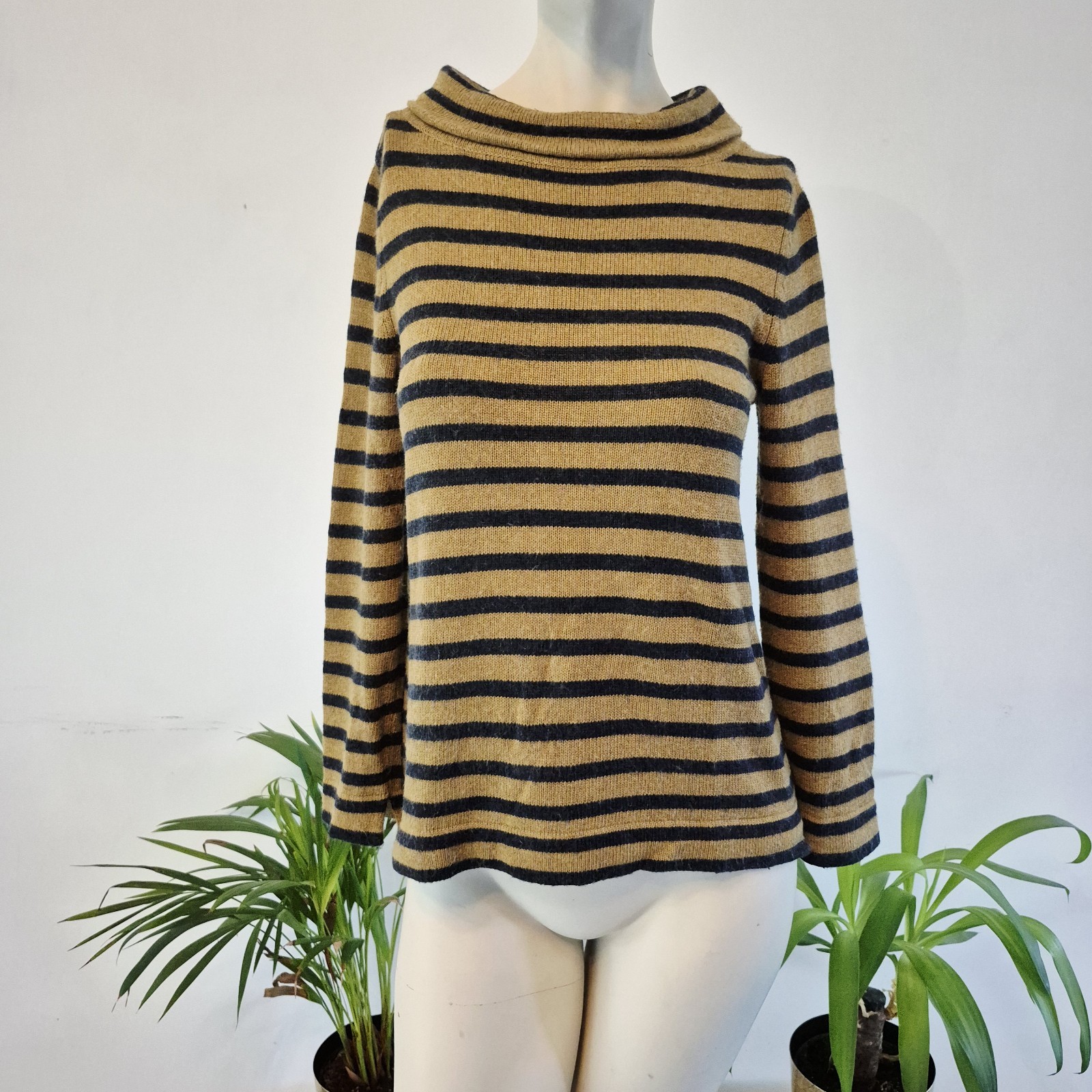 Seasalt Gulf Jumper Roll Neck Breton Stripe Size 8 Wool Alpaca Warm Cosy Winter
