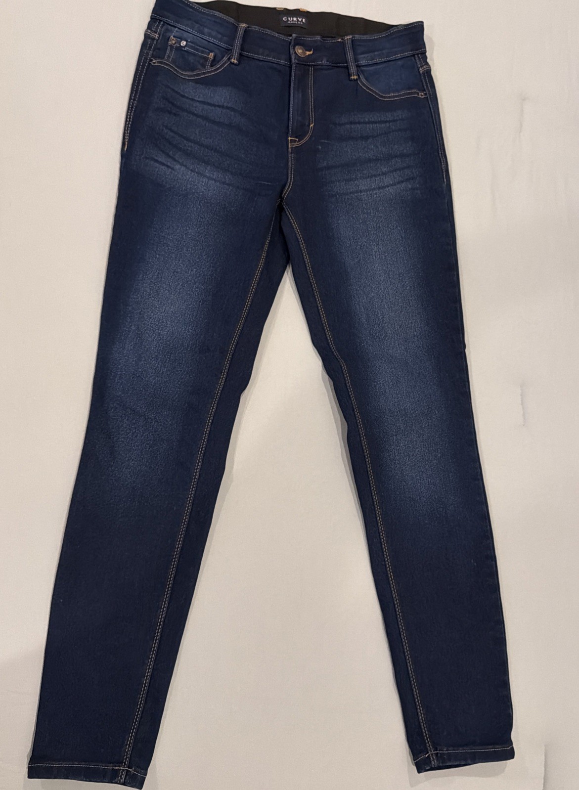 Curve Appeal Jeans Womens 6 Blue Skinny Mid Rise Dark Wash Stretch Waist
