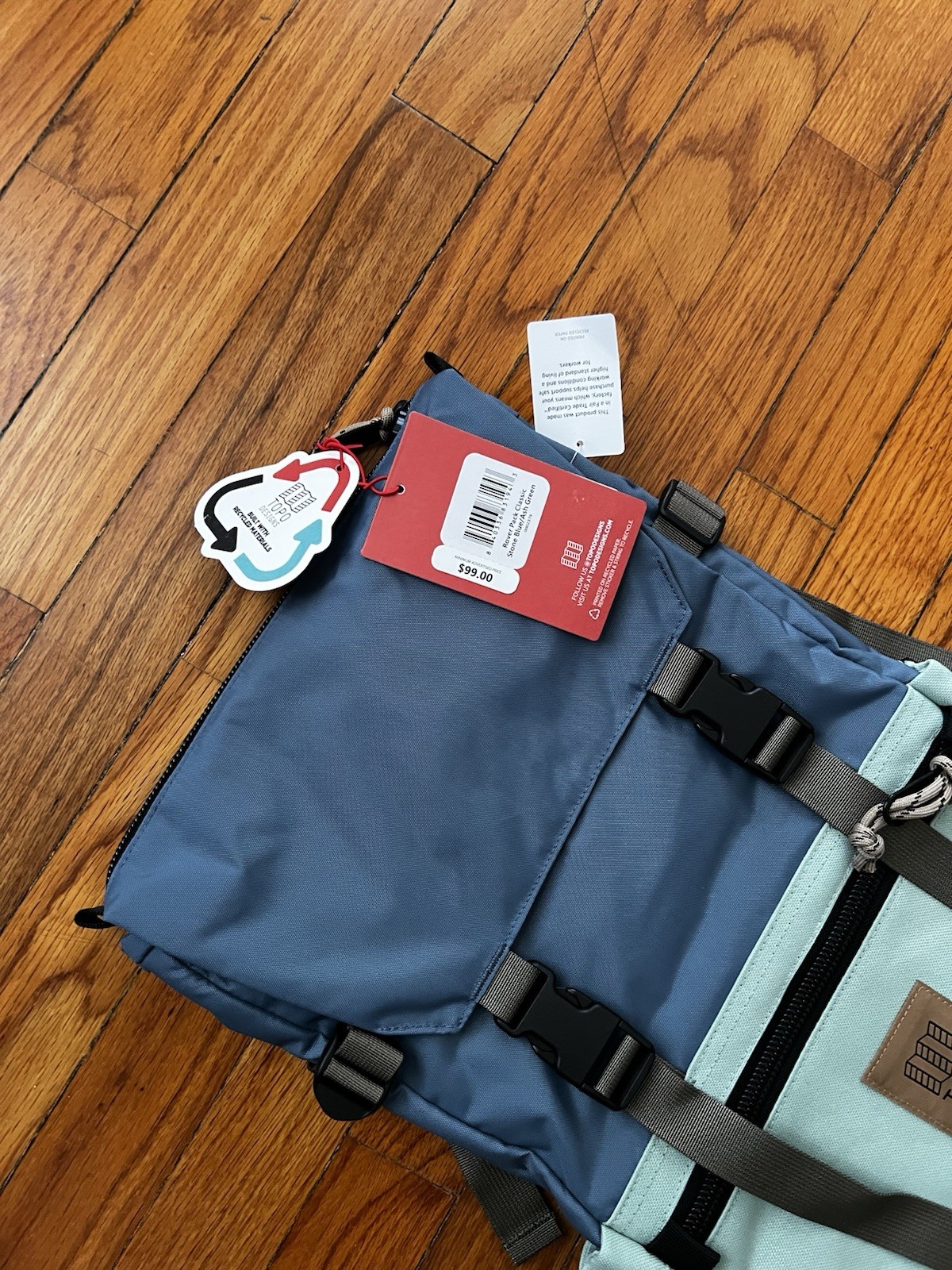 NWT Topo Designs Rover Pack Classic Backpack Stone Blue / Ash Green 20L