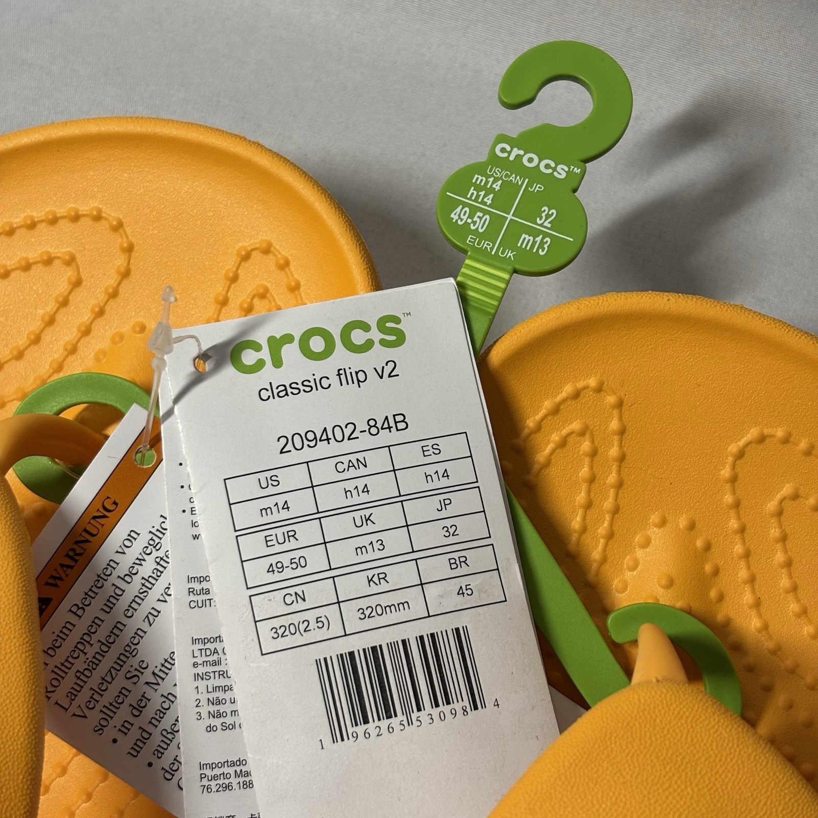 Crocs Baya II Flip Flop Thong Mens Size 12 Orange Sandals Shoes NEW 209402-84B