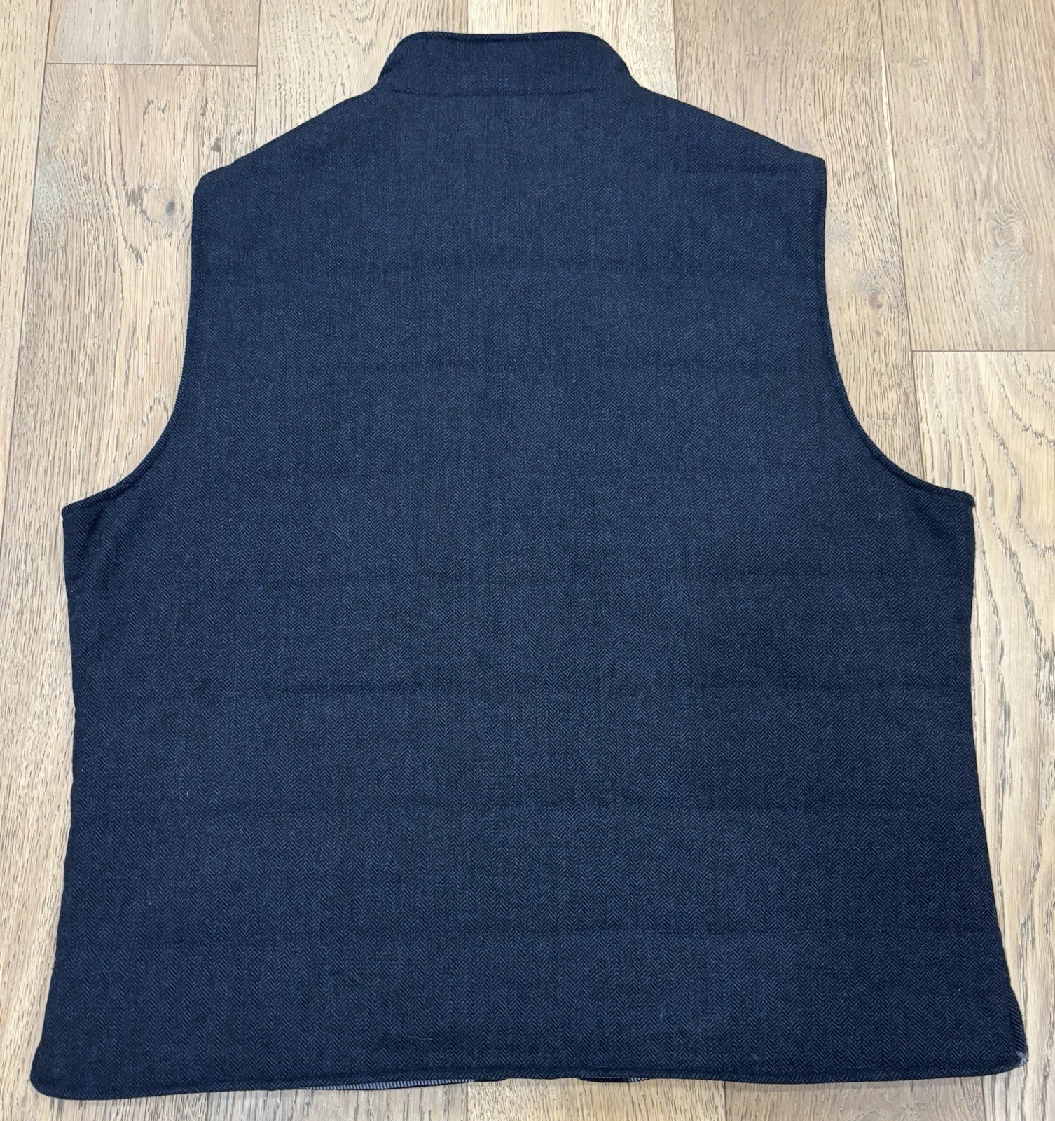 Haspel New Orleans Navy Quilted Wool Herringbone Vest Size XL