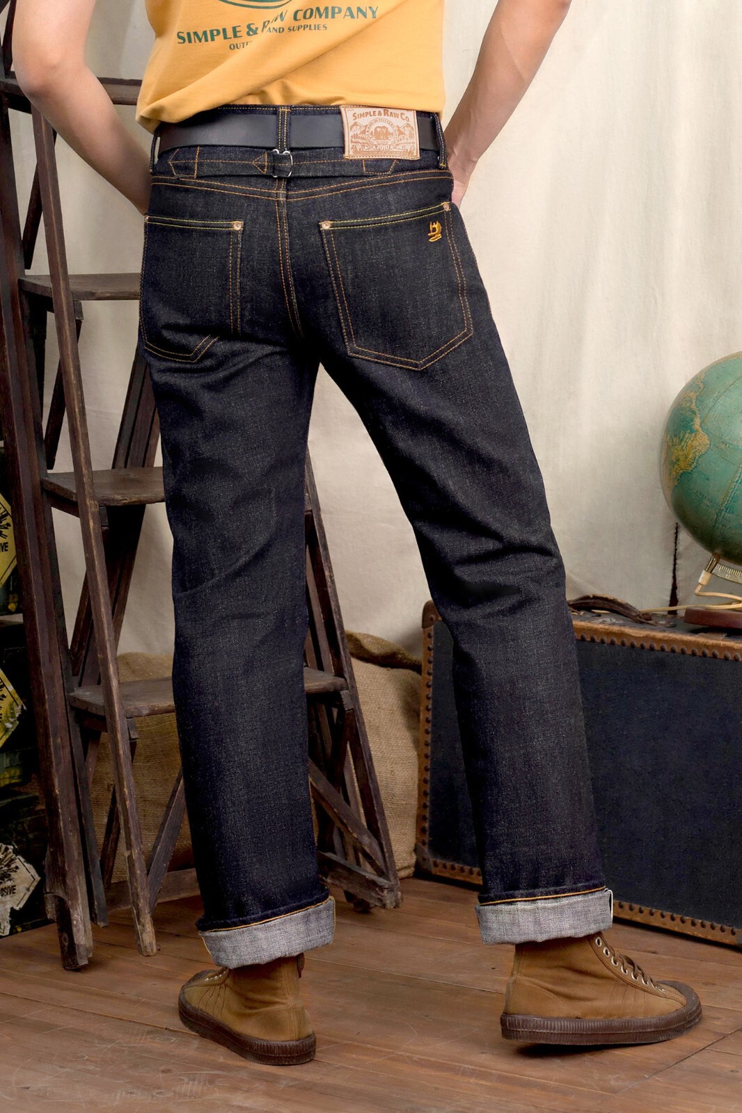 Simple&Raw Foresta 16oz. Orange Selvedge Men’s Jeans Slim Straight Fit