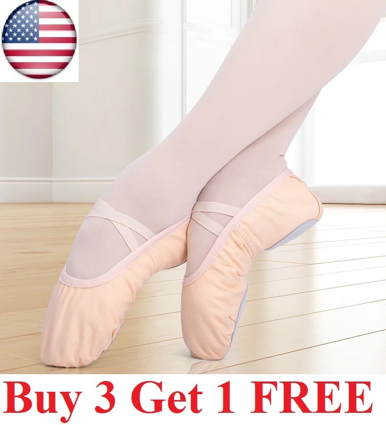 Toddler Girl & Adult Ballet Dance Split-Sole Fashion # 1 Canvas Slipper Shoes