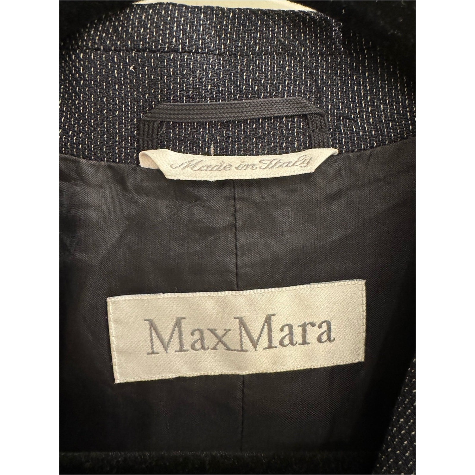 MaxMara Gray and White Textured Blazer Jacket