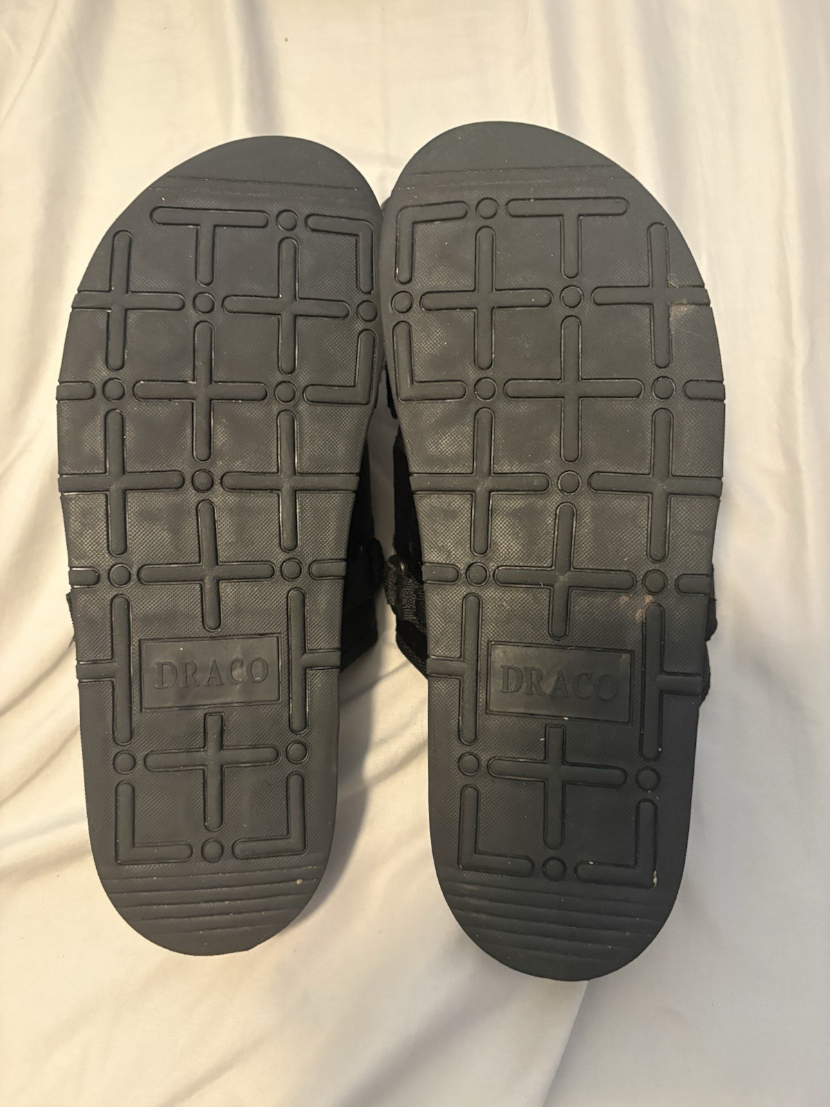 DRACO Men’s Black Suede Slide Sandals Slip-On Logo Accent US 13-14