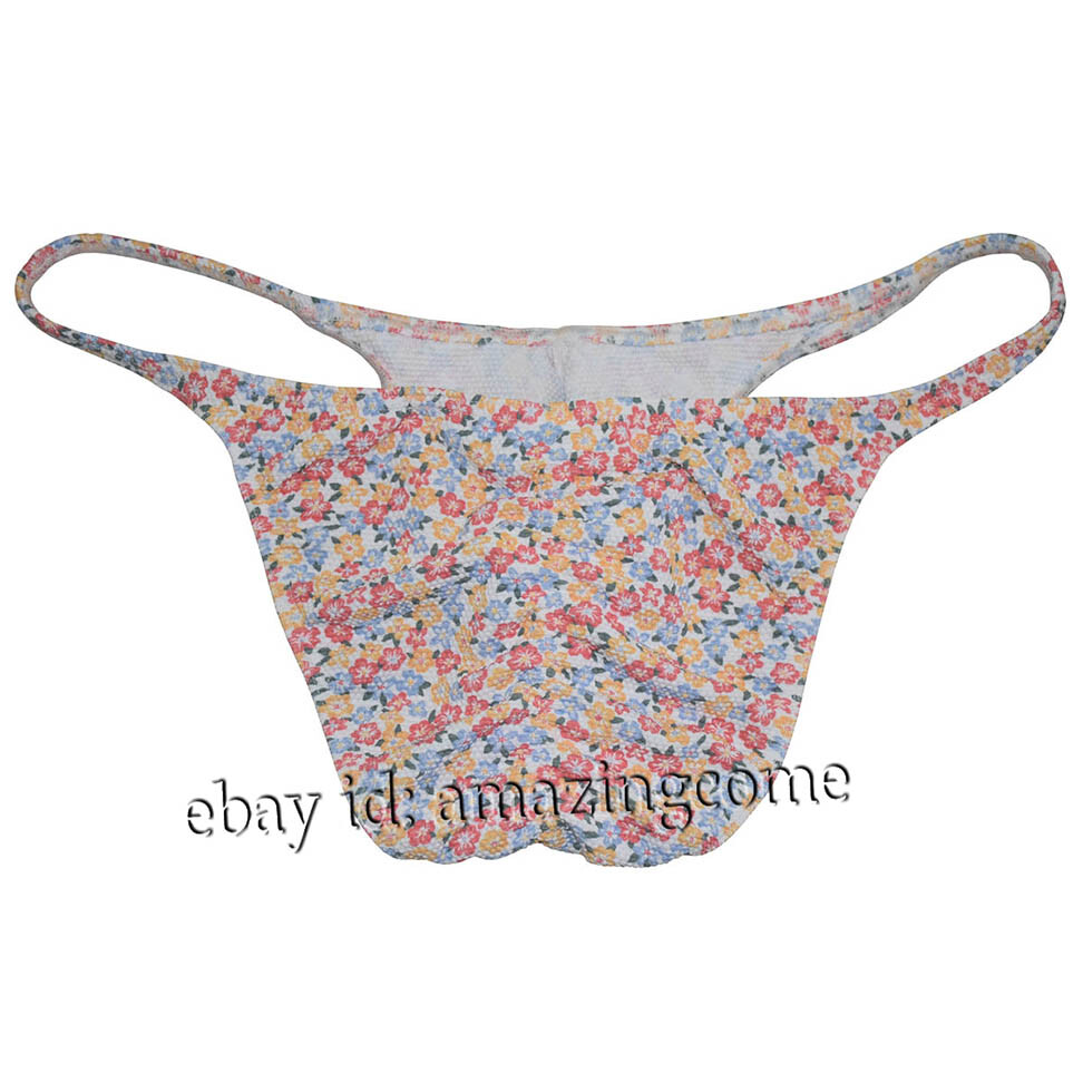 Sexy Mens Air Bubble Knitted Fabric Cheeky Briefs Underwear String Bikini Briefs
