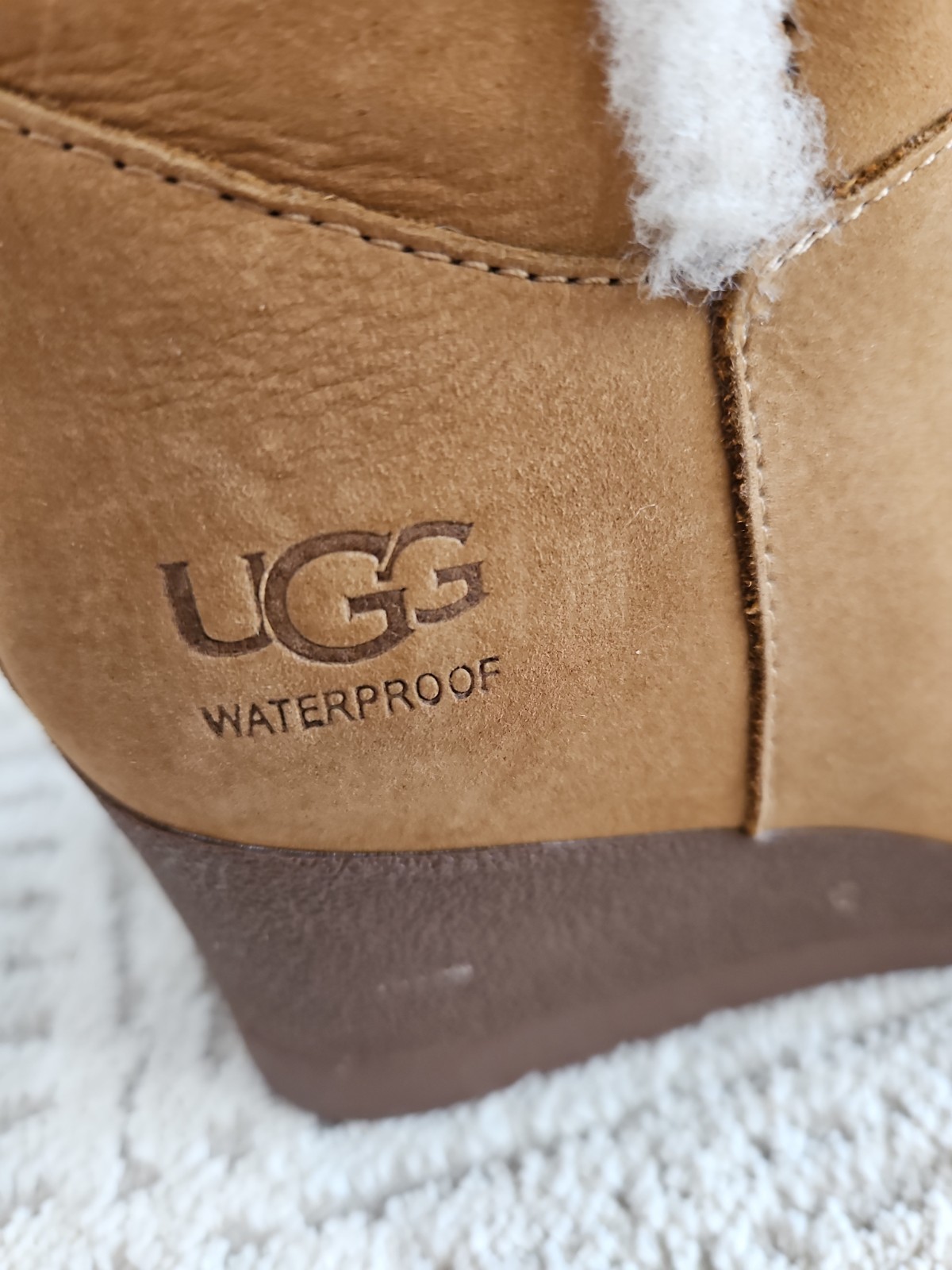 UGG SEYLINE WOMEN BOOTS SUEDE CHESTNUT US 7 Wedge Hidden Heel Brown New Sherpa