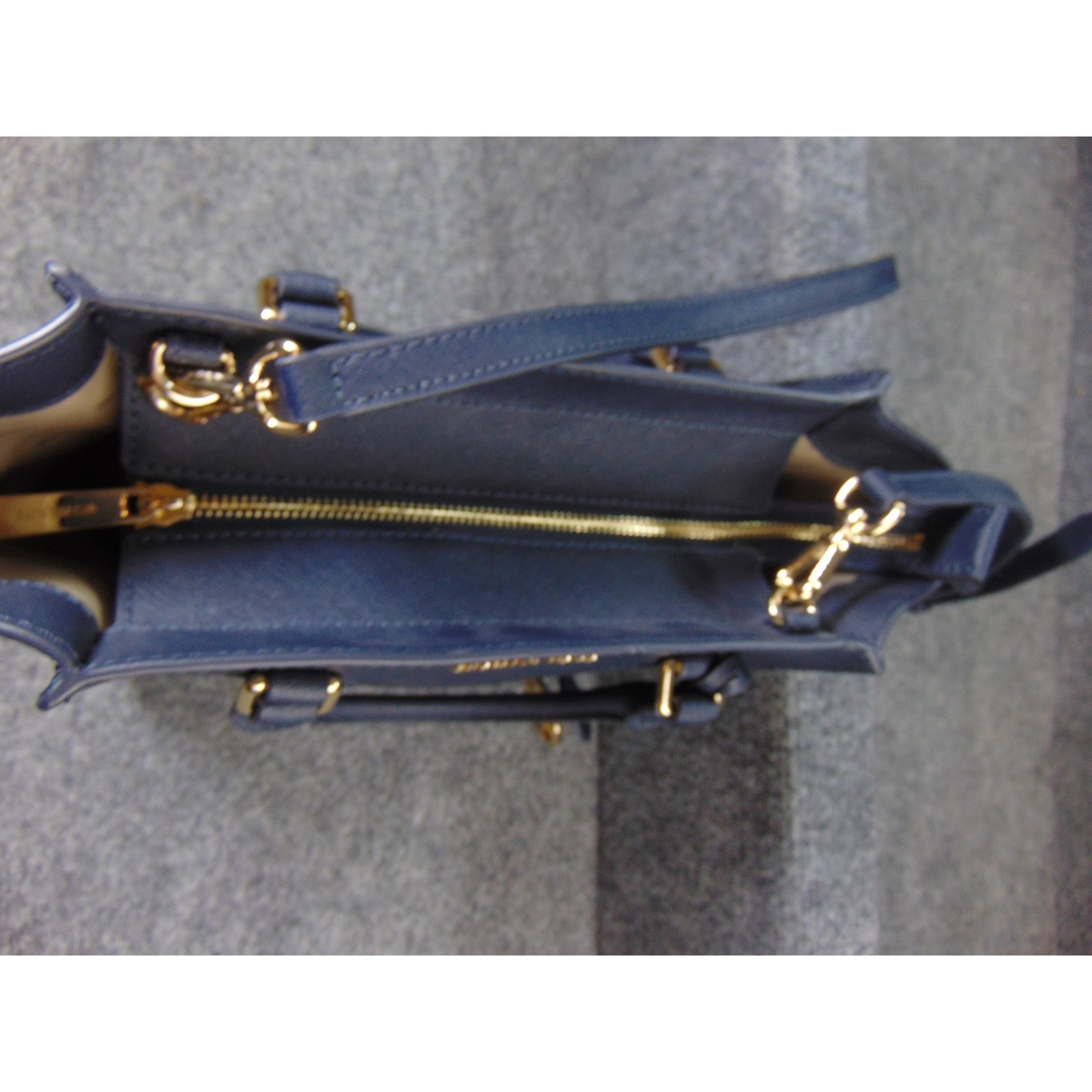 Michael Kors Savannah Satchel Navy Blue Saffiano Leather Crossbody 38F7GEYS2L