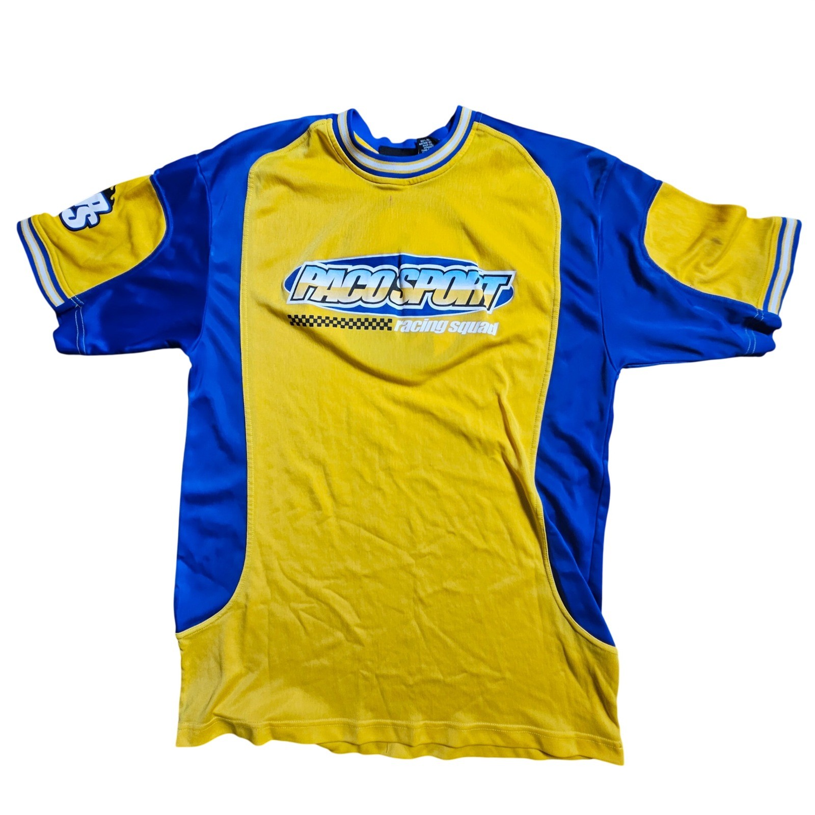 Vintage Paco Sport Racing Squad Jersey Graphic Tee L Retro Biker Grunge Y2K 90s