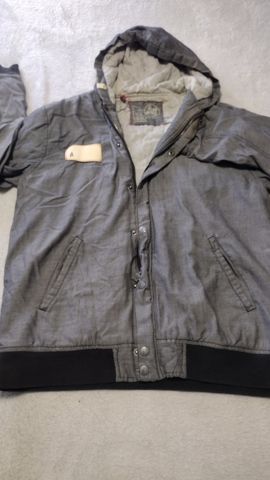 Altamont Quilted Hooded Jacket Mens Large L Gray Bryan Herman Skate Y2K grunge
