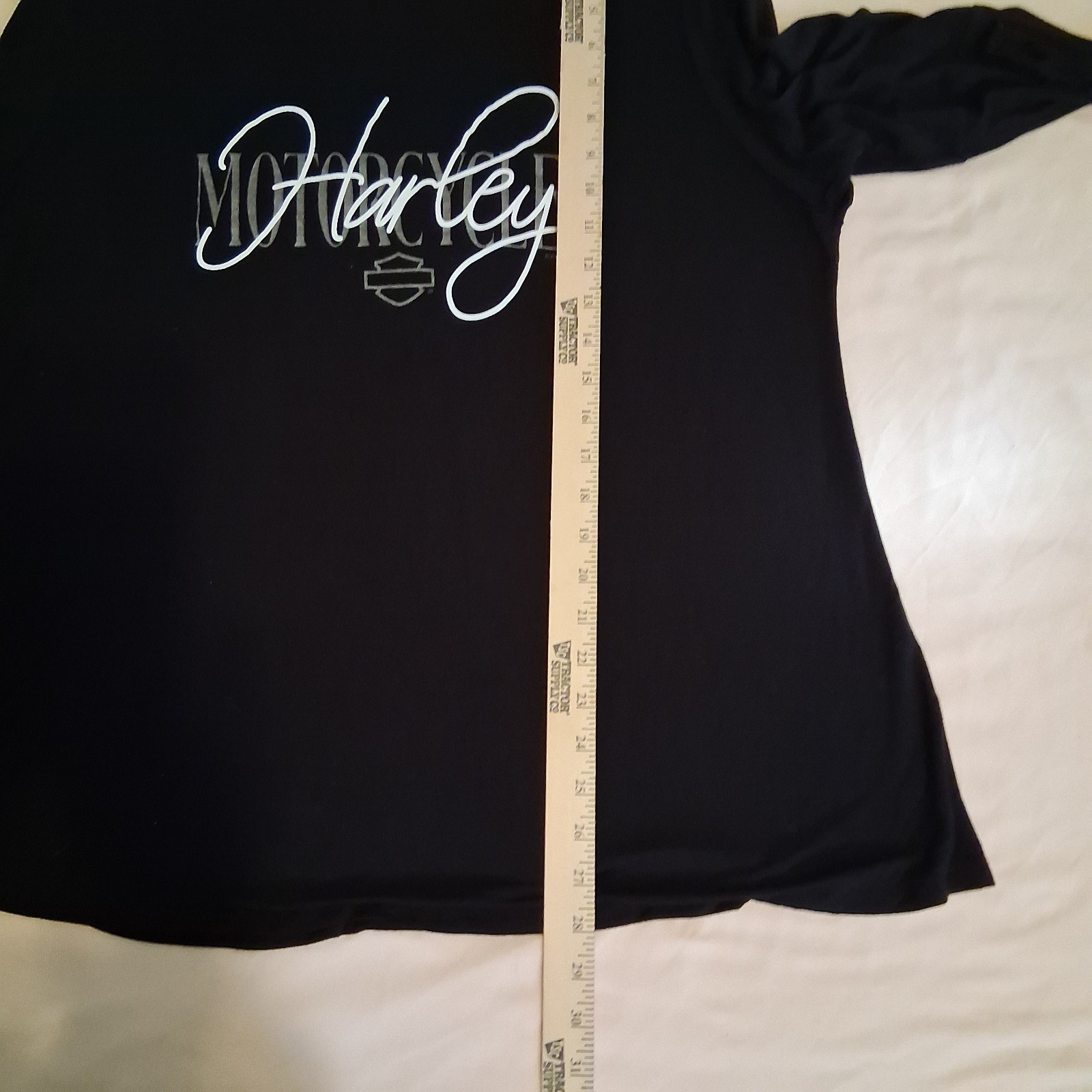 Harley-Davidson Stretch Shirt Womens 2XL Black Long Sleeve Studded Logo Made USA