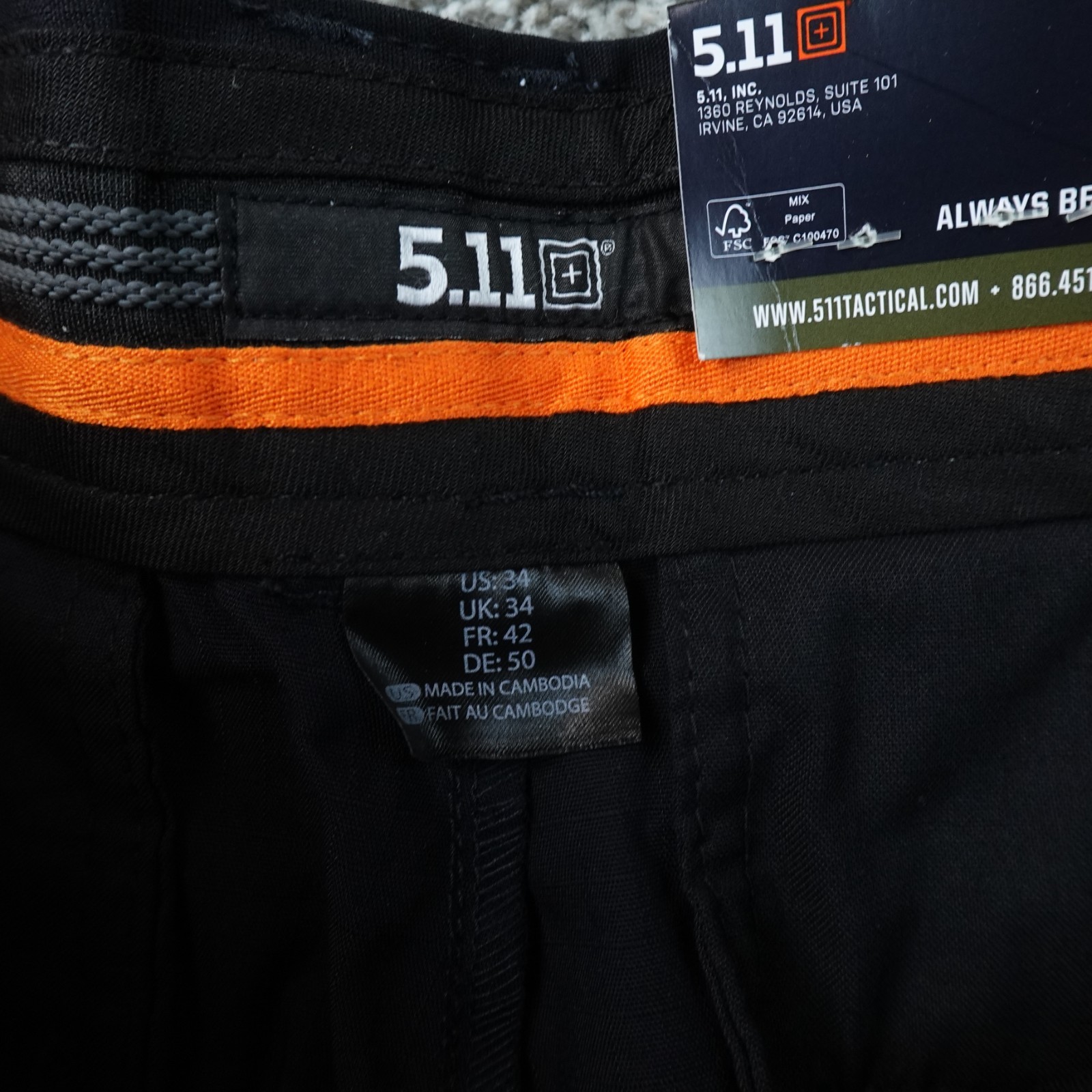 NEW 5.11 Tactical Pants Mens 34X34 Black Stryke PDU Flex Tac Cargo Work Stretch