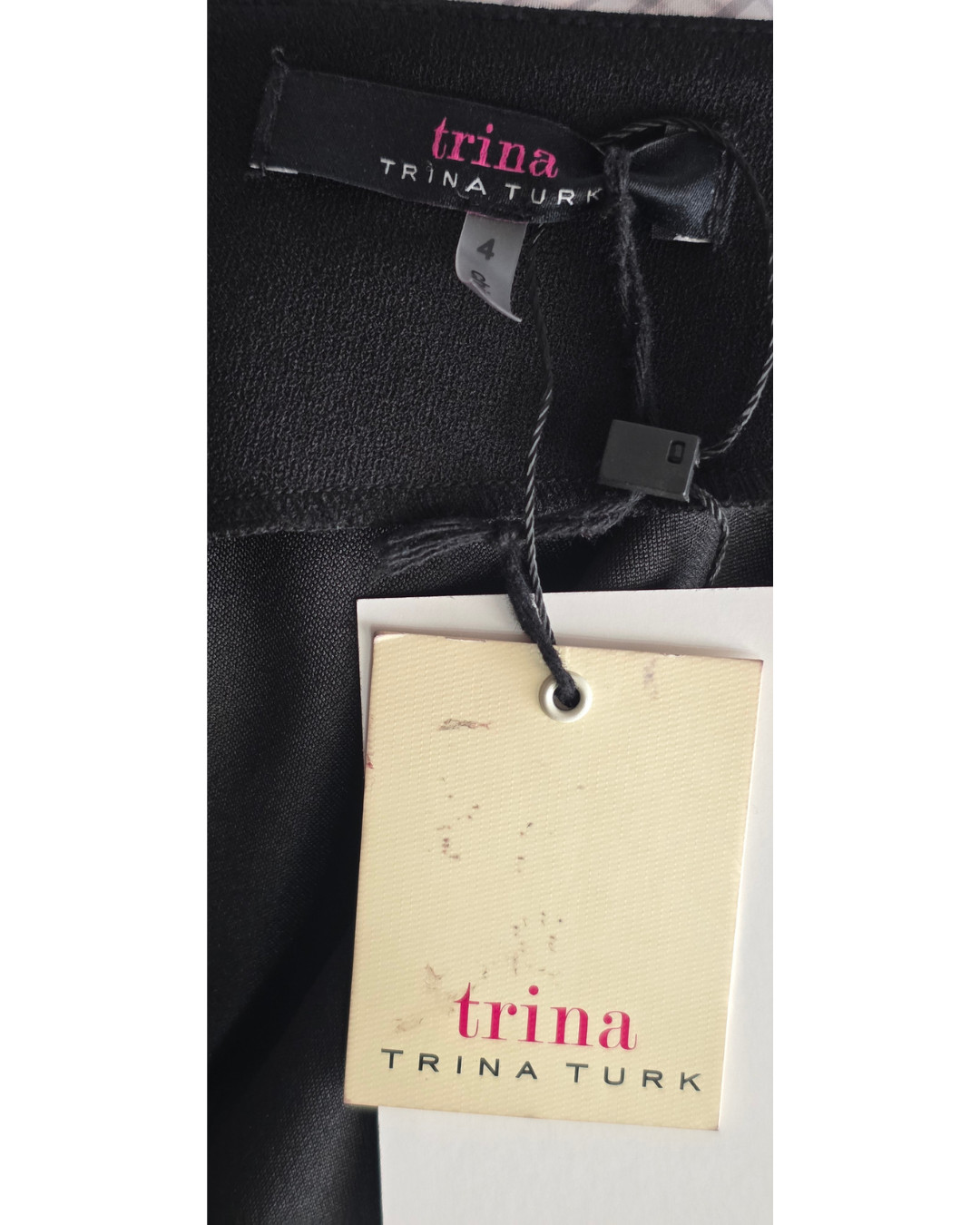 Trina Turk Size 4 One Shoulder Bell Sleeve Dress Black NWT