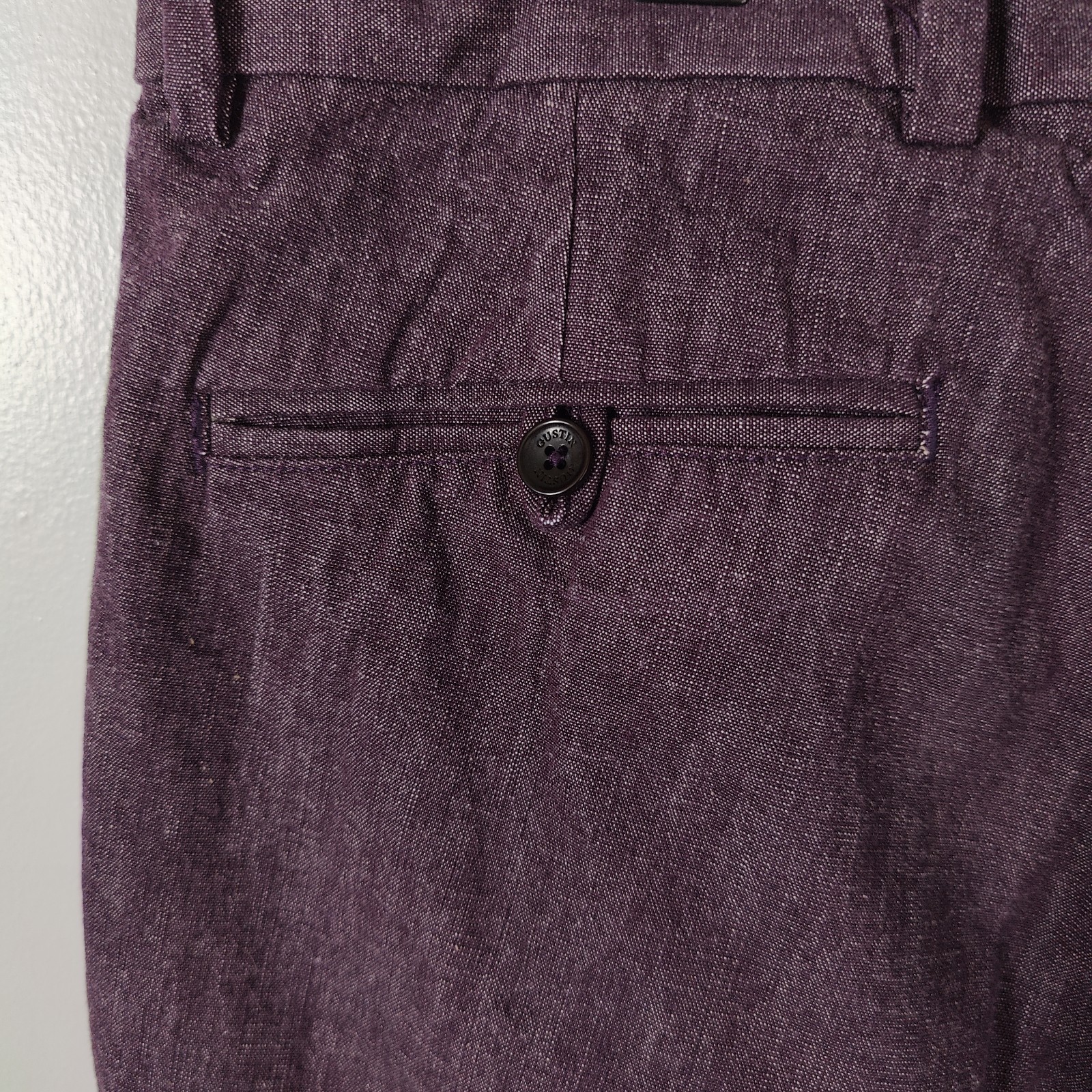 Gustin Chambray Chino Pants 38×36 Straight Washed Purple Cotton Twill USA #118