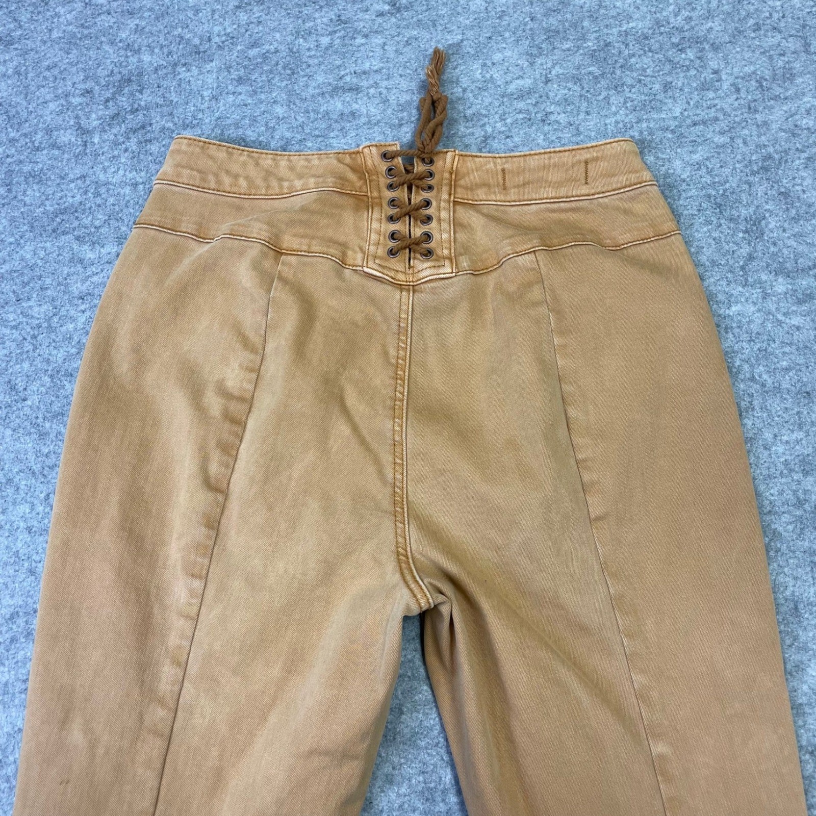 We The Free People Lace Up Back Curvy Just Float On Flare Jeans 29 Tan Boho