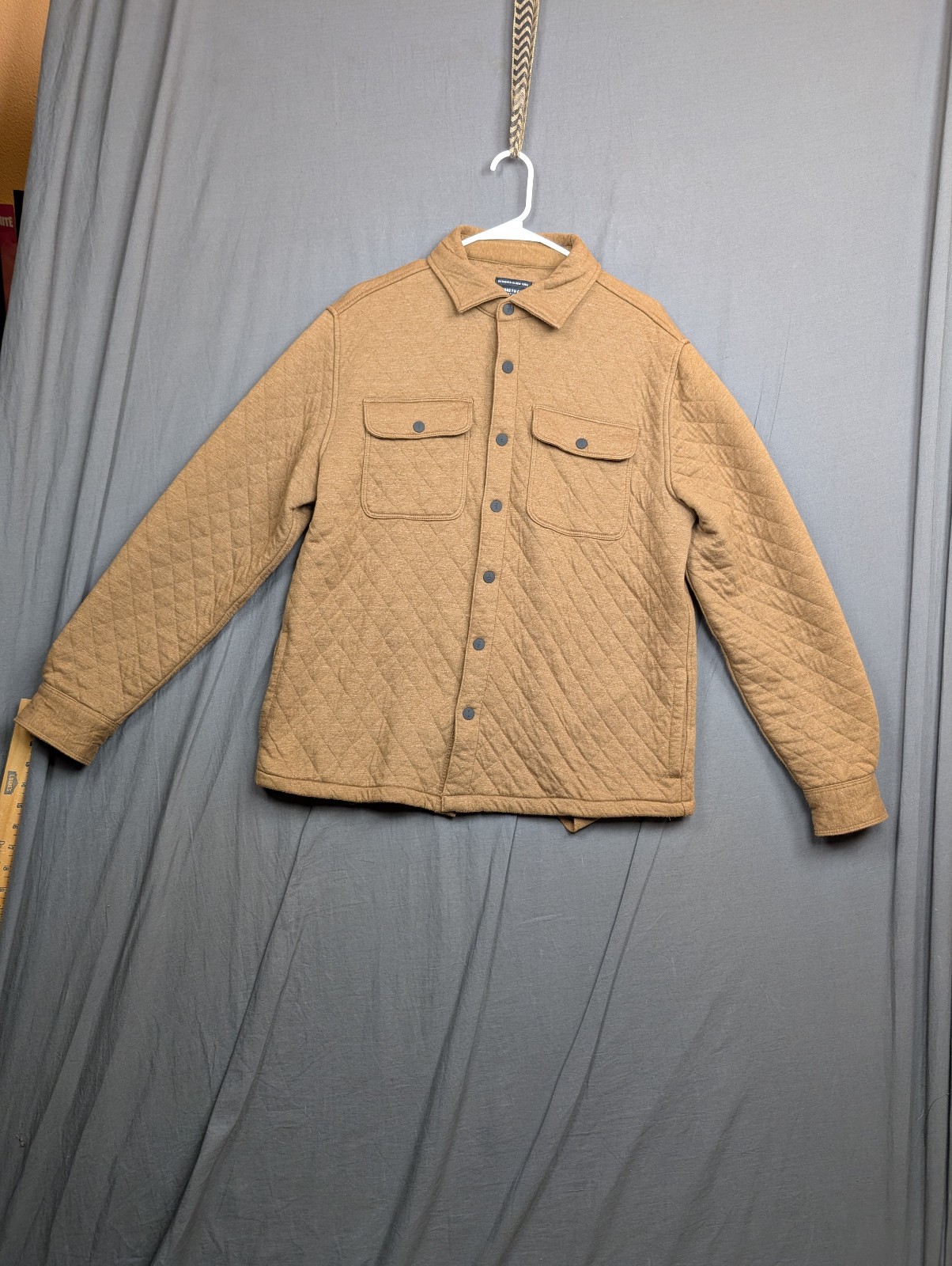 Kenneth Cole New York Women’s Quilted Button-Up Shirt Jacket Tan Size Large
