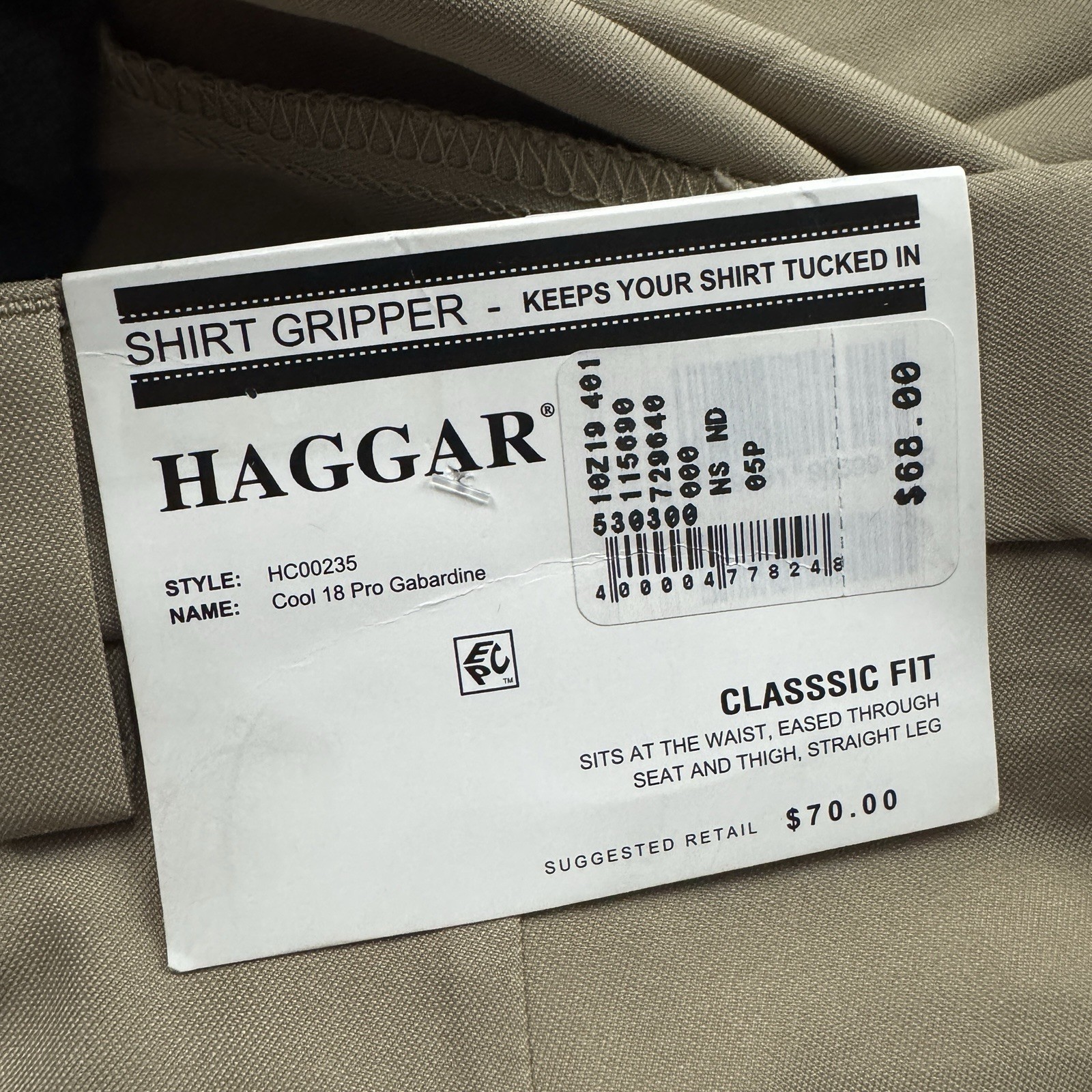 NWT Haggar Cool 18 Pro Classic Fit Pants Size 44×29 (44×29.5) Flat Front Poly