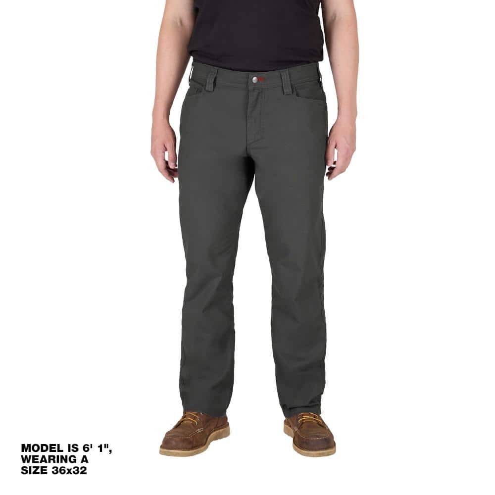 Milwaukee Men’s 36 in. x 30 in. Gray Cotton/Polyester Work Pants with 7 Pockets