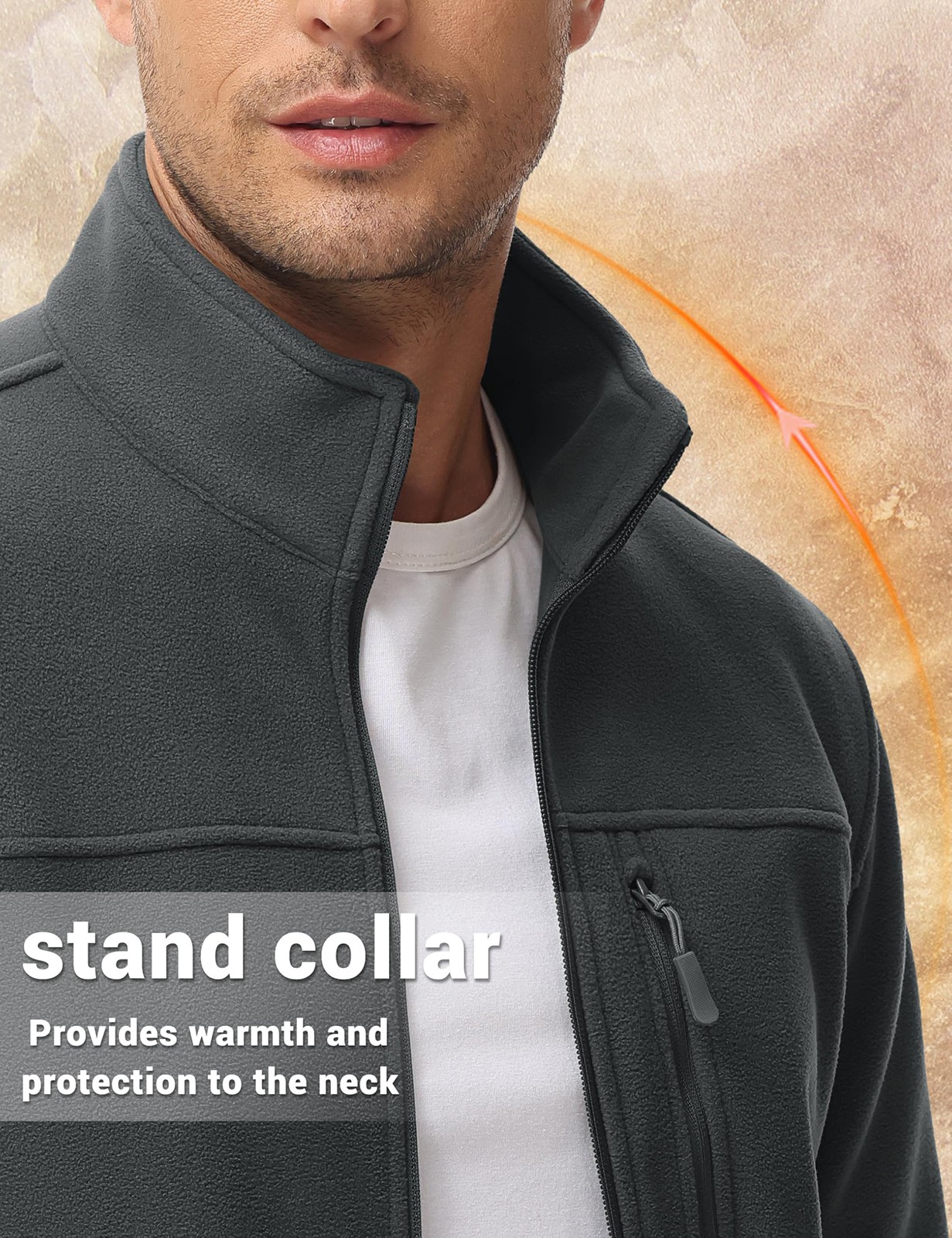 Men’s Fleece Jacket Full Zip Lightweight Winter Jackets Warm Casual Hiking Coats