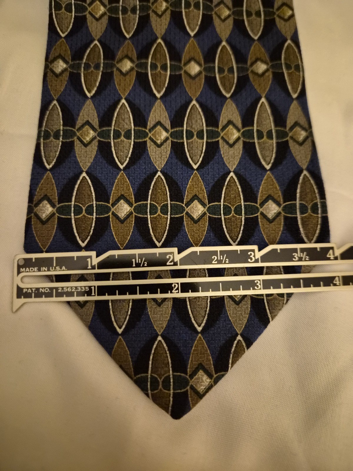 Bill Robinson Men’s Geometric Woven Tie Blue Gold Black One Size Classic