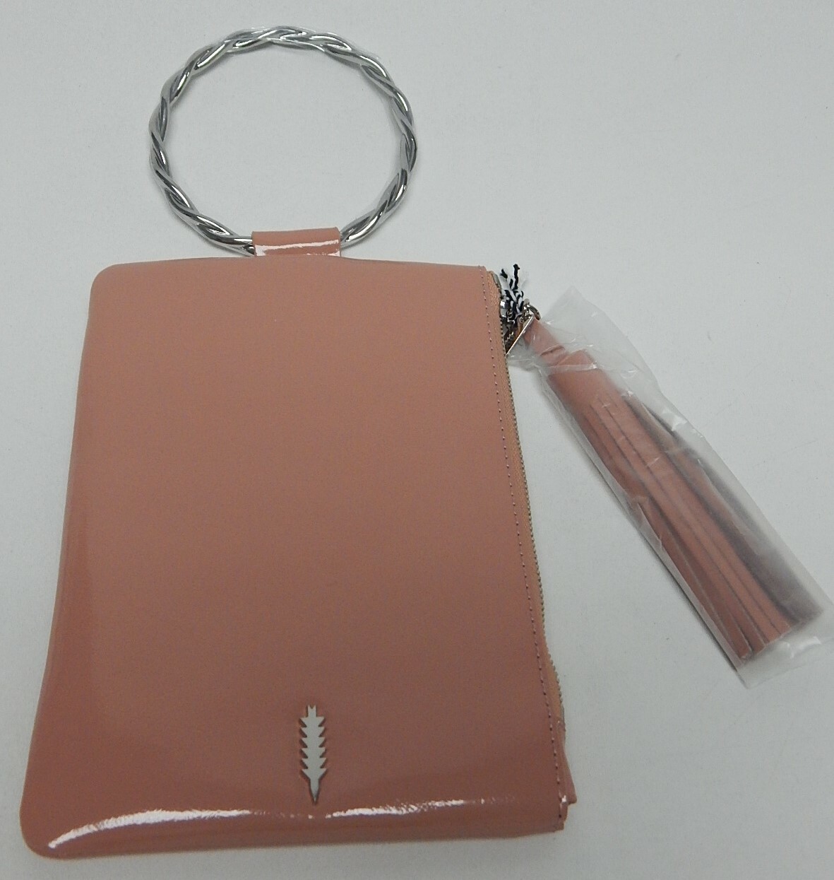 Thacker Nolita Women’s Patent Leather Clutch w/ Twisted Ring Handle Vintage Rose