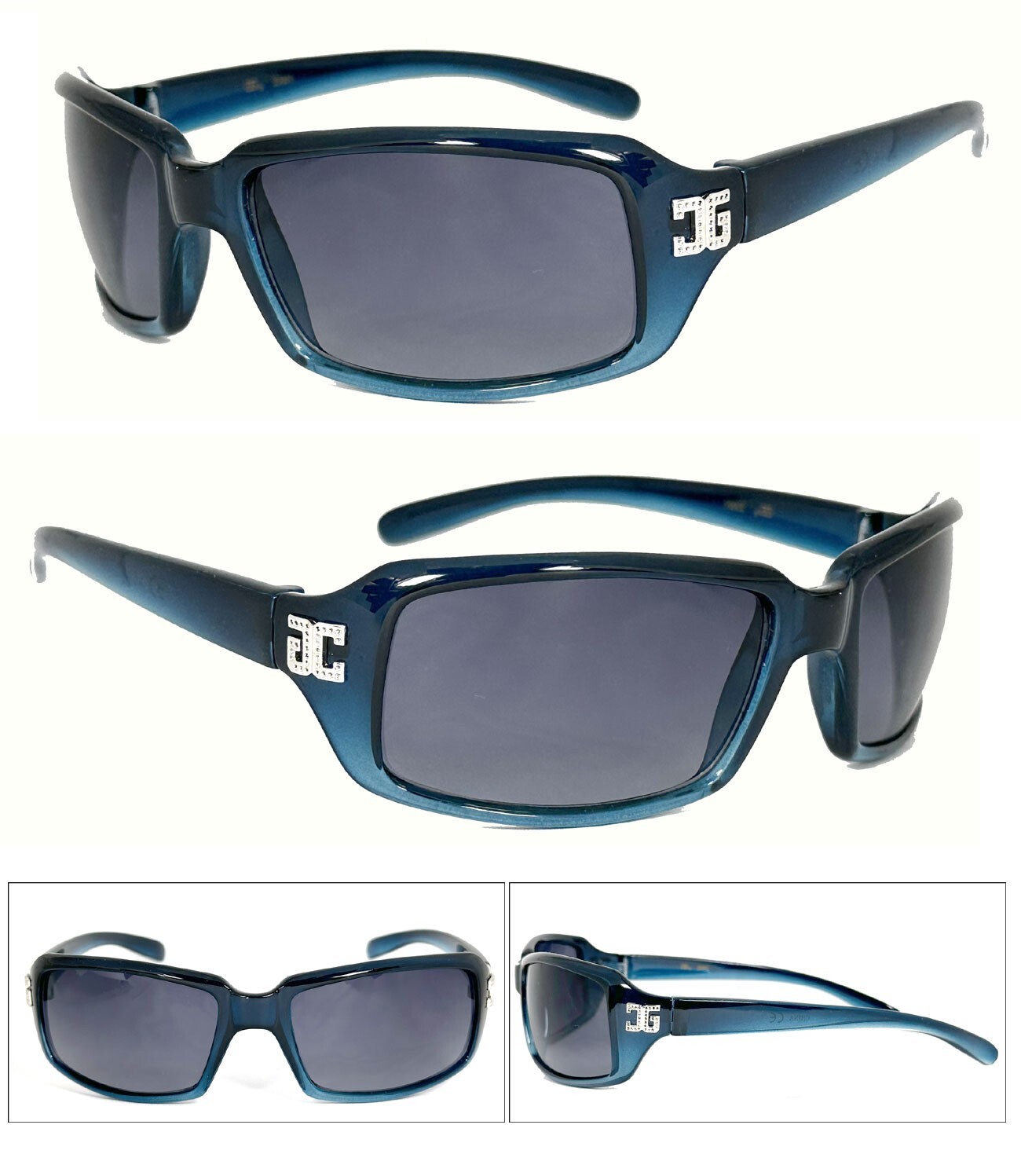 Eyewear Designer Fashion Sunglasses Women Rectangular Frame Transparent Blue