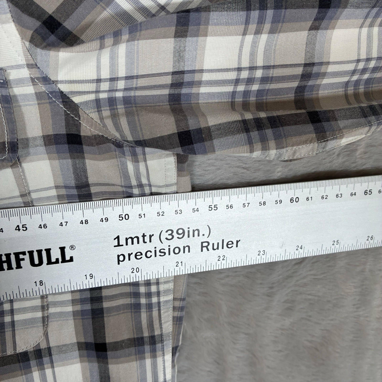 Hugo Boss Checked Shirt Mens Medium Beige Brown Boss Orange