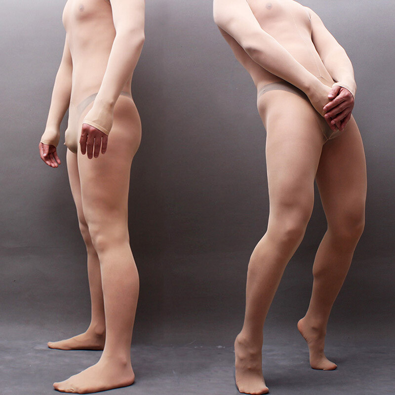 220lbs Plus Size Men’s Sheer Jumpsuit Super Elastic Full Body Stockings Bodysuit