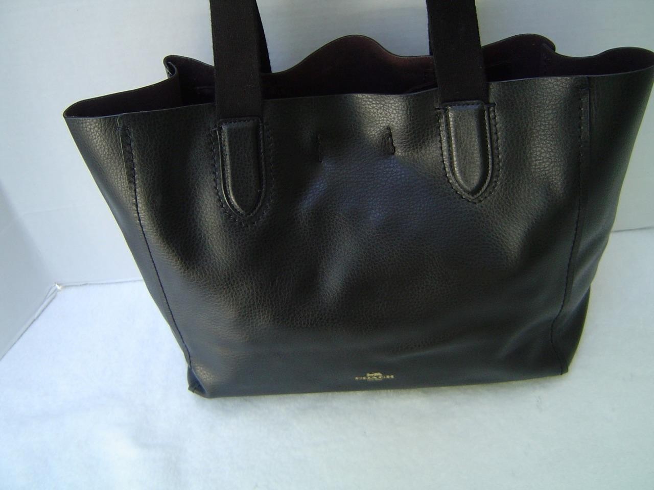 AUTHENTIC COACH BLACK LEATHER DERBY TOTE #58660 EUC 22 PICS IN THE LISTING